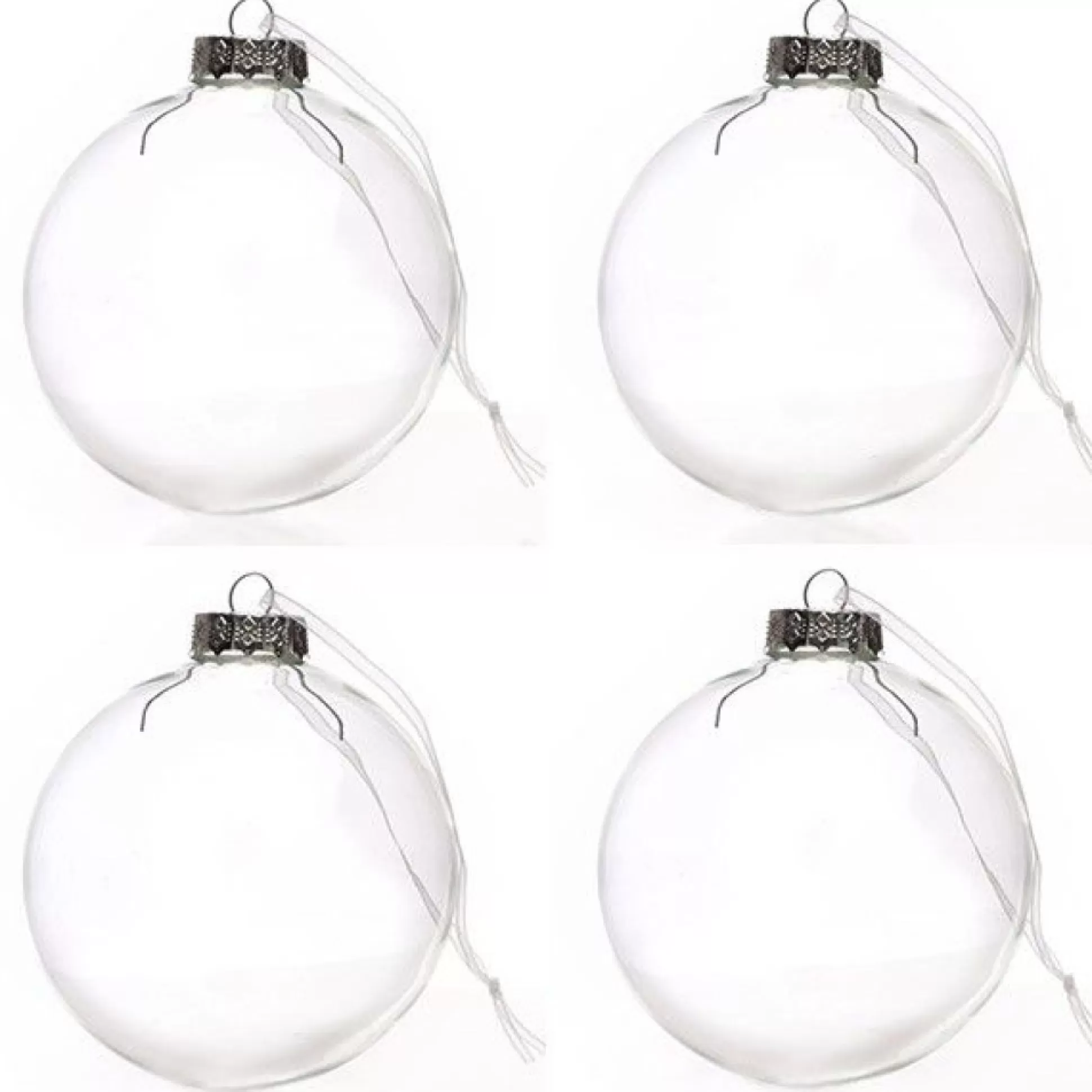 10cm Clear Glass Craft Bauble - Set of 4 Glass Baubles |