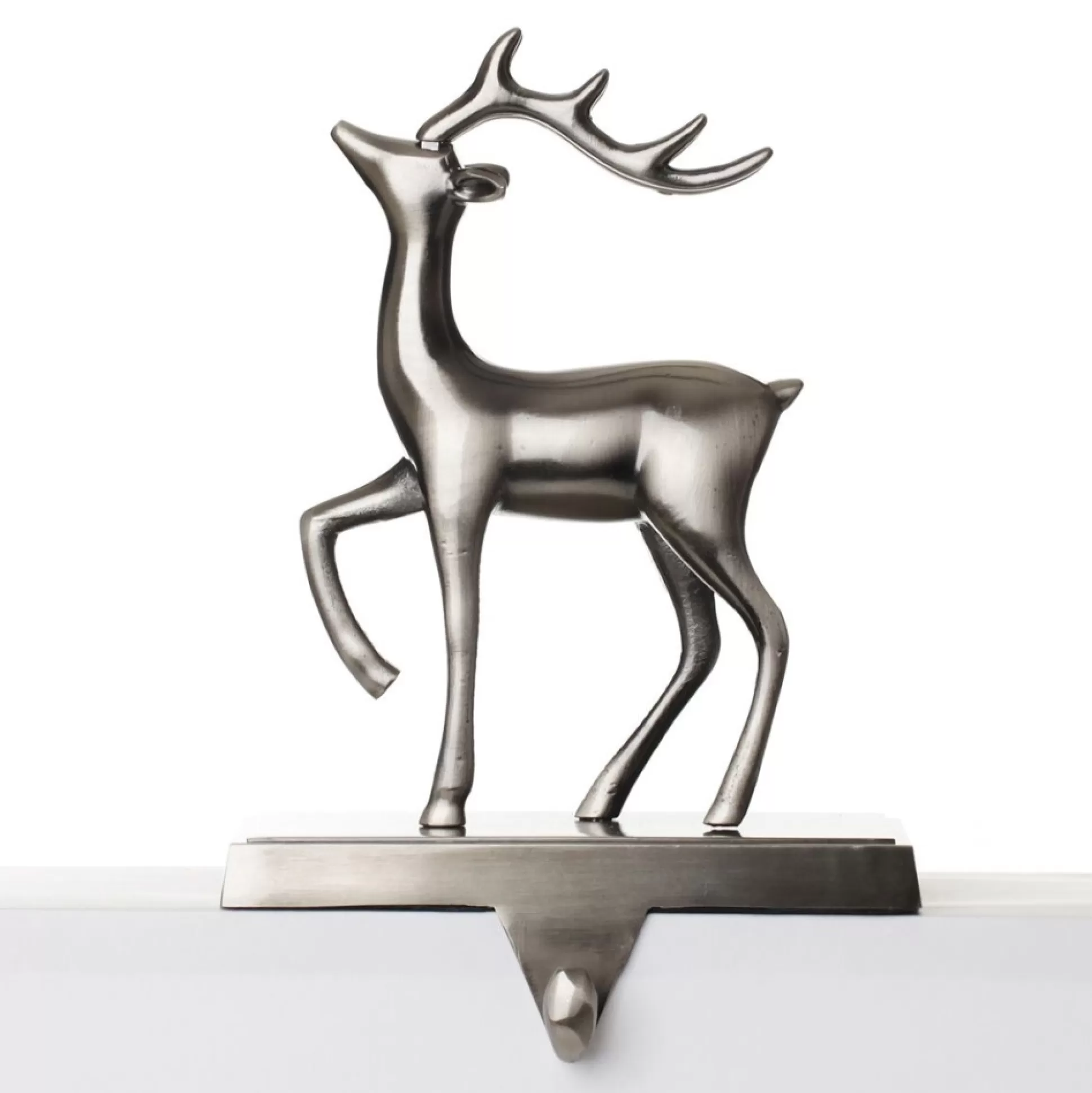 Antique Silver 3D Reindeer Christmas Stocking Hanger Stocking Hangers |