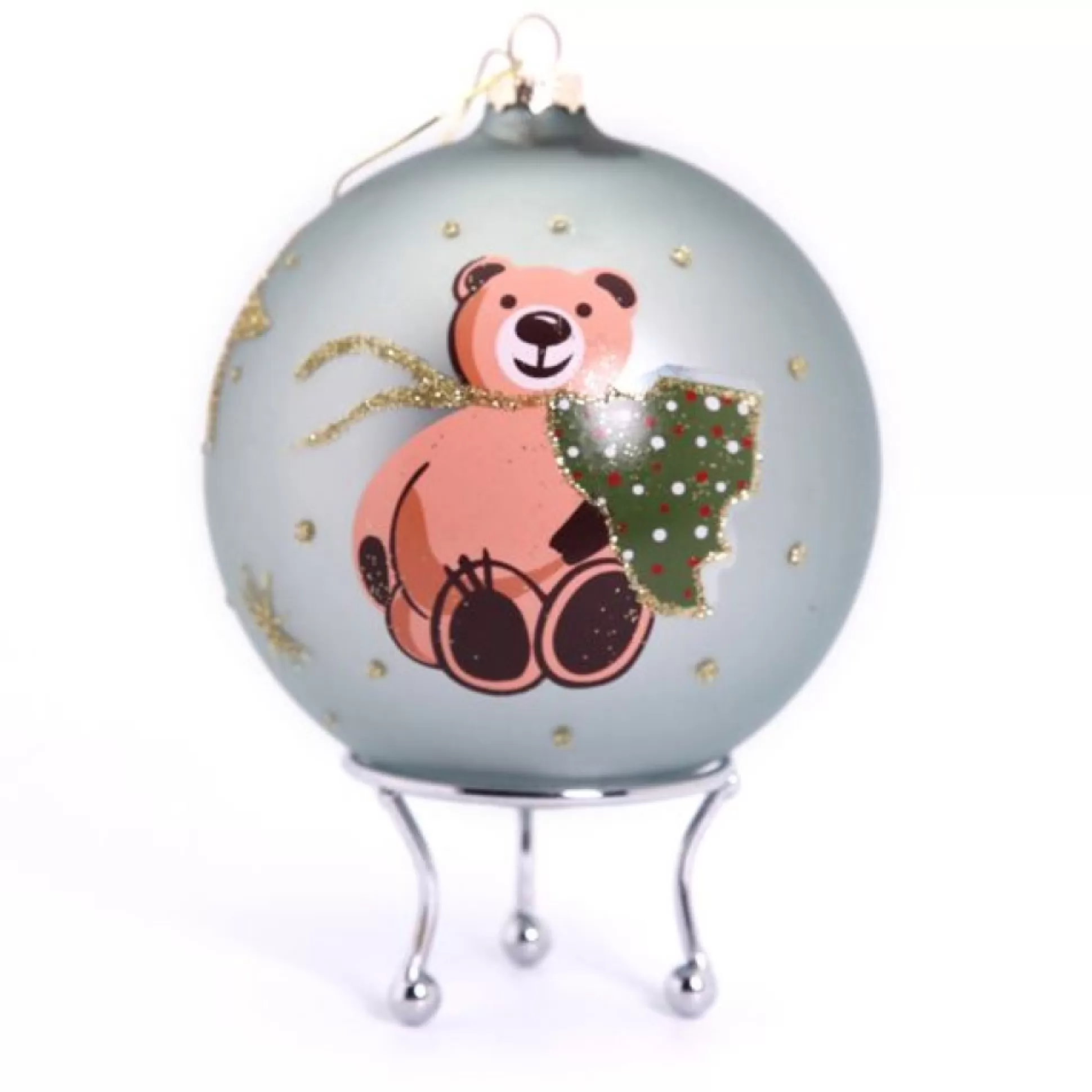 Baby Blue Christmas Bear with Tree Bauble Personalised Baubles |