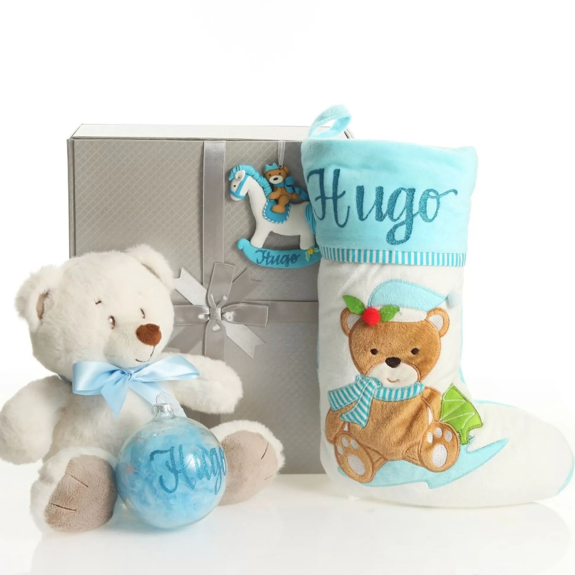 Baby Boy First Christmas Gift Pack Glass Baubles |