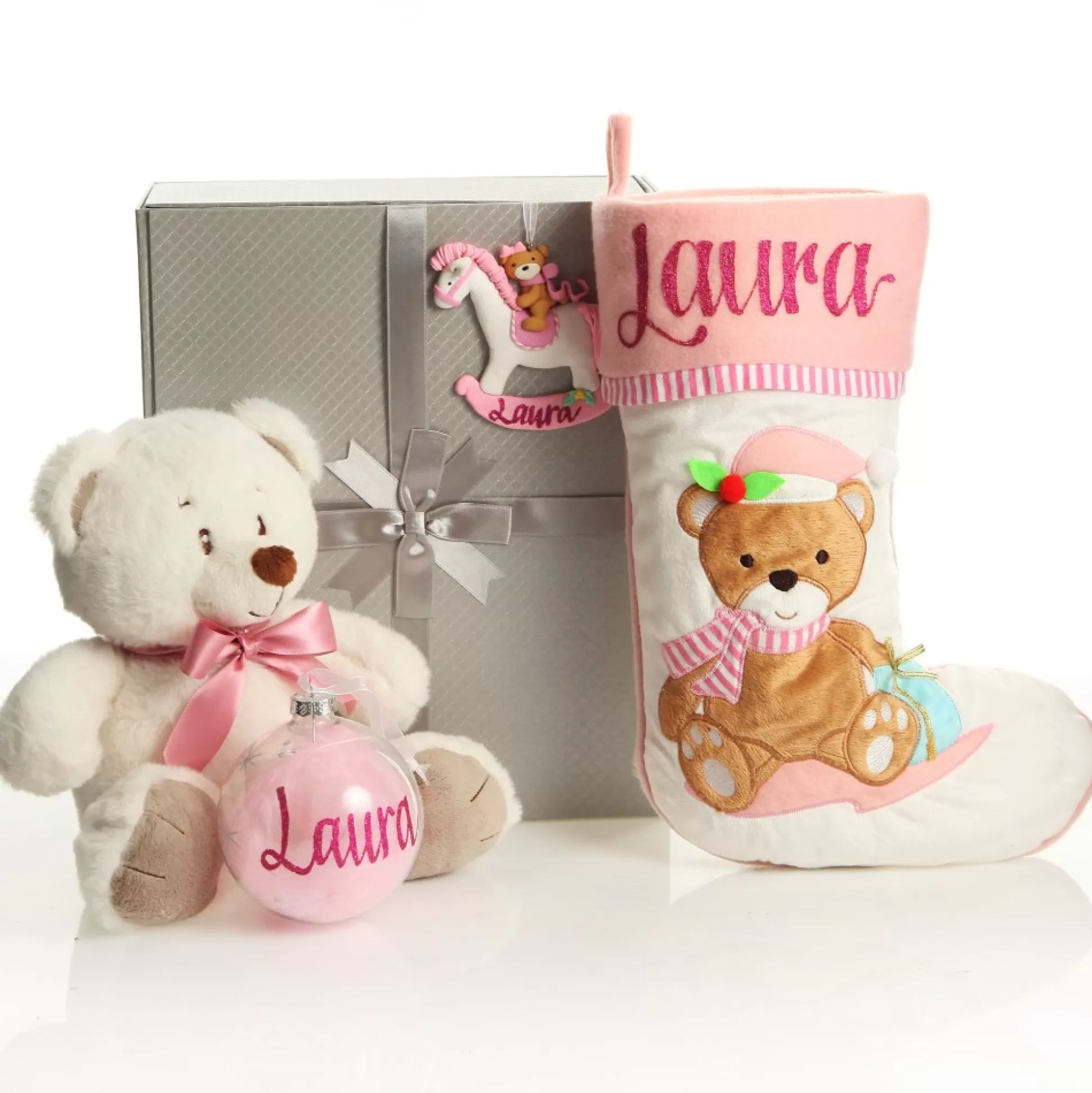 Baby Girl First Christmas Gift Pack Glass Baubles |