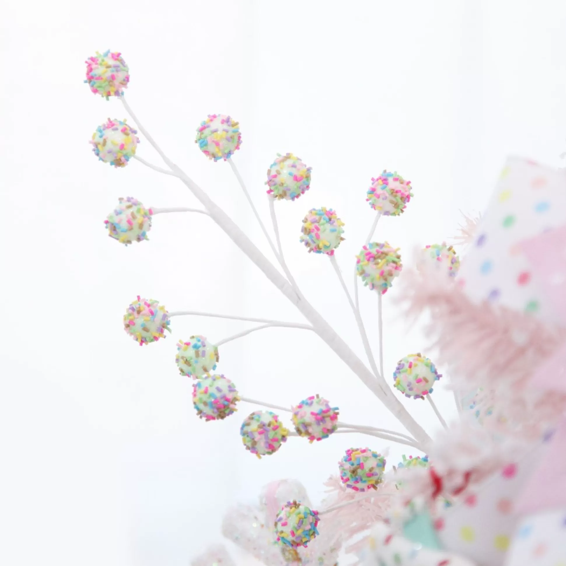 Ball Spray Pick with Multicolour Sprinkles Christmas Tree Picks |