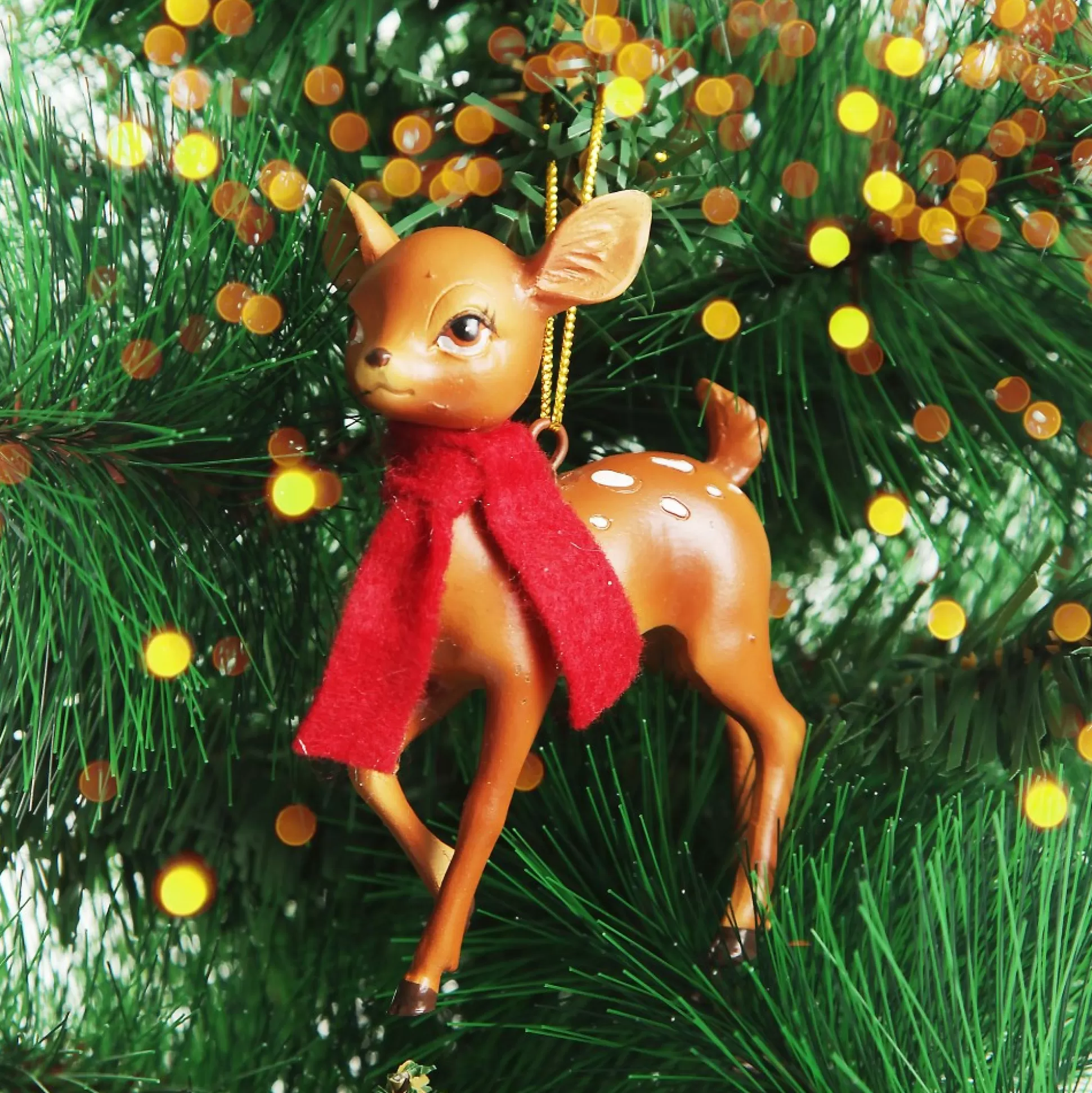 Bambi with Scarf Hanging Christmas Decoration Christmas Tree Decorations |