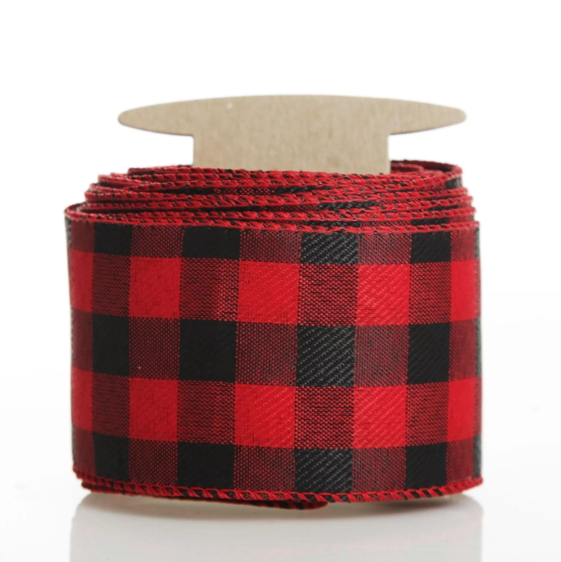 Black and Red Large Buffalo Check Wired Ribbon - 6.25cm Ribbons |