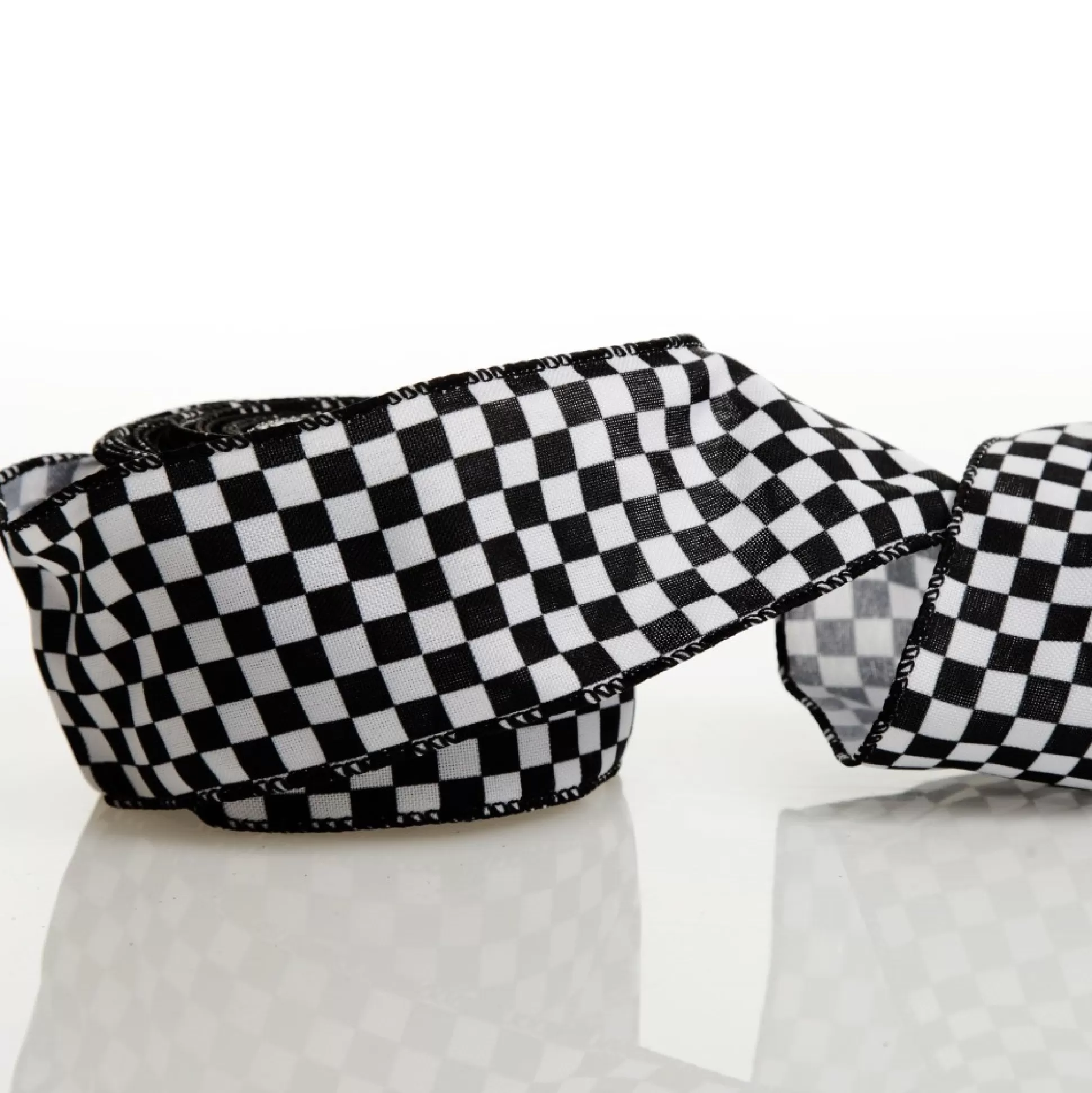 Black and White Buffalo Check Wired Ribbon - 6.5cm Ribbons |