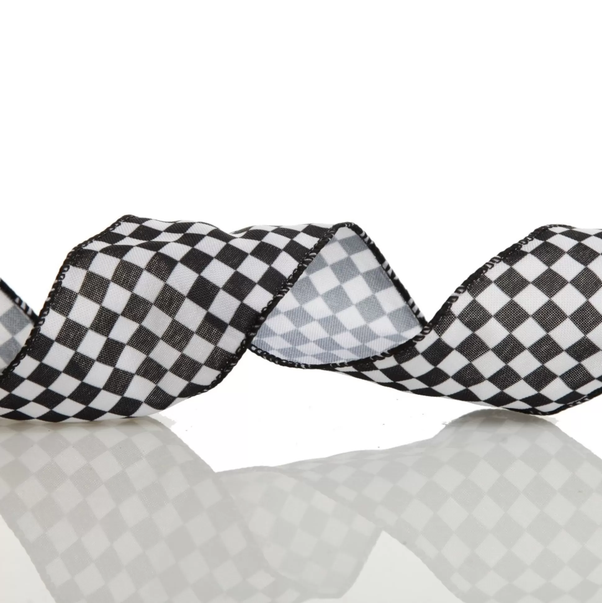 Black and White Buffalo Check Wired Ribbon - 6.5cm Ribbons |