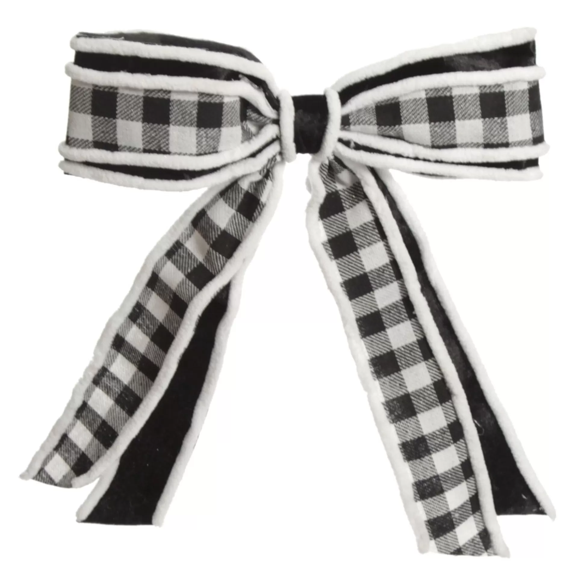 Black and White Check Christmas Bow with Fur Trim Christmas Bells And Bows |