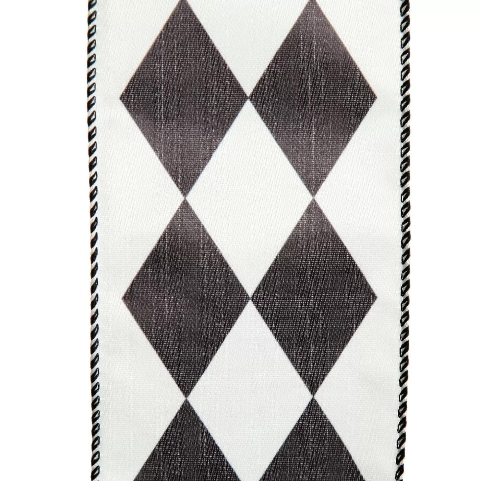 Black and White Diamond Check Wired Christmas Ribbon Ribbons |