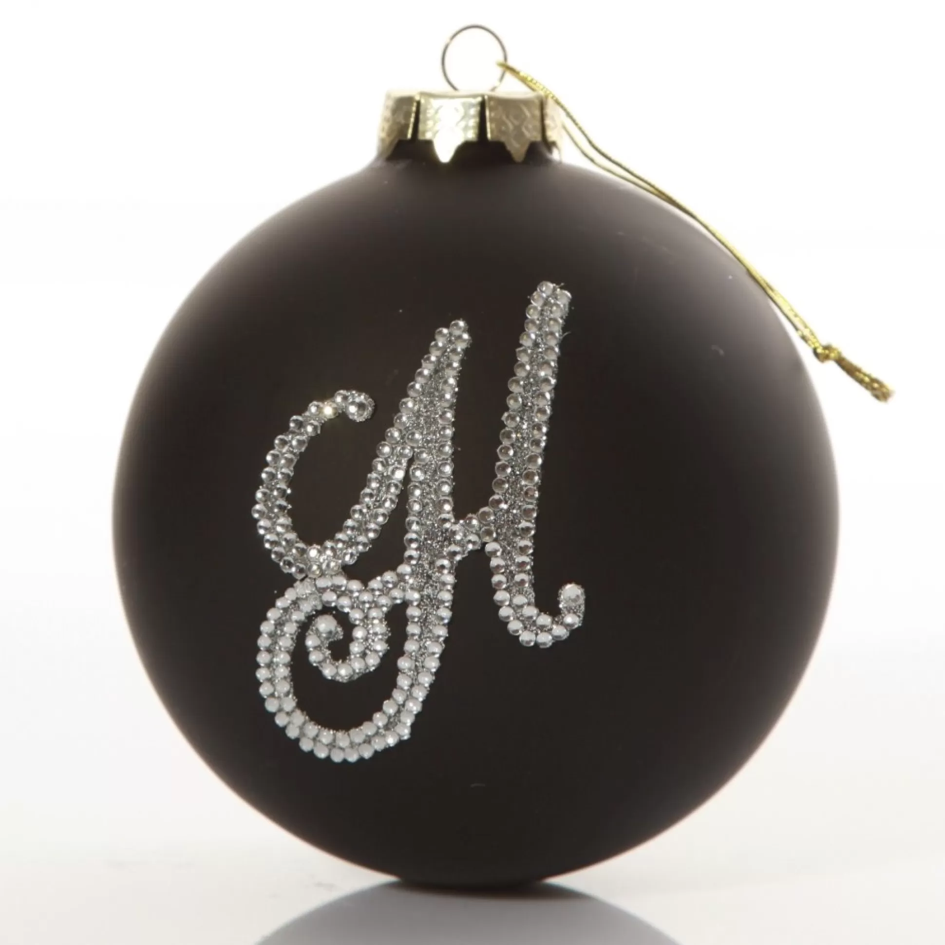 Black Bling Monogram Christmas Bauble Glass Baubles |