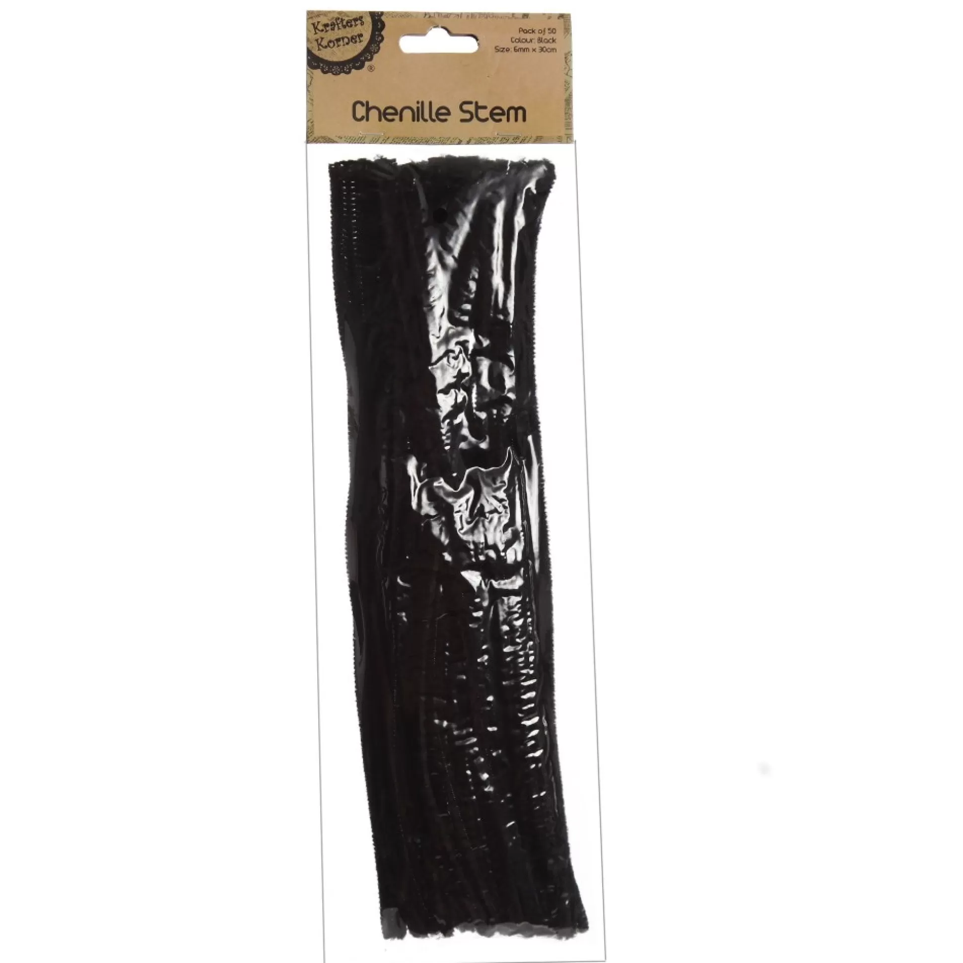 Black Chenille Stem Pipe Cleaners - Pack of 50 Christmas Craft Supplies |