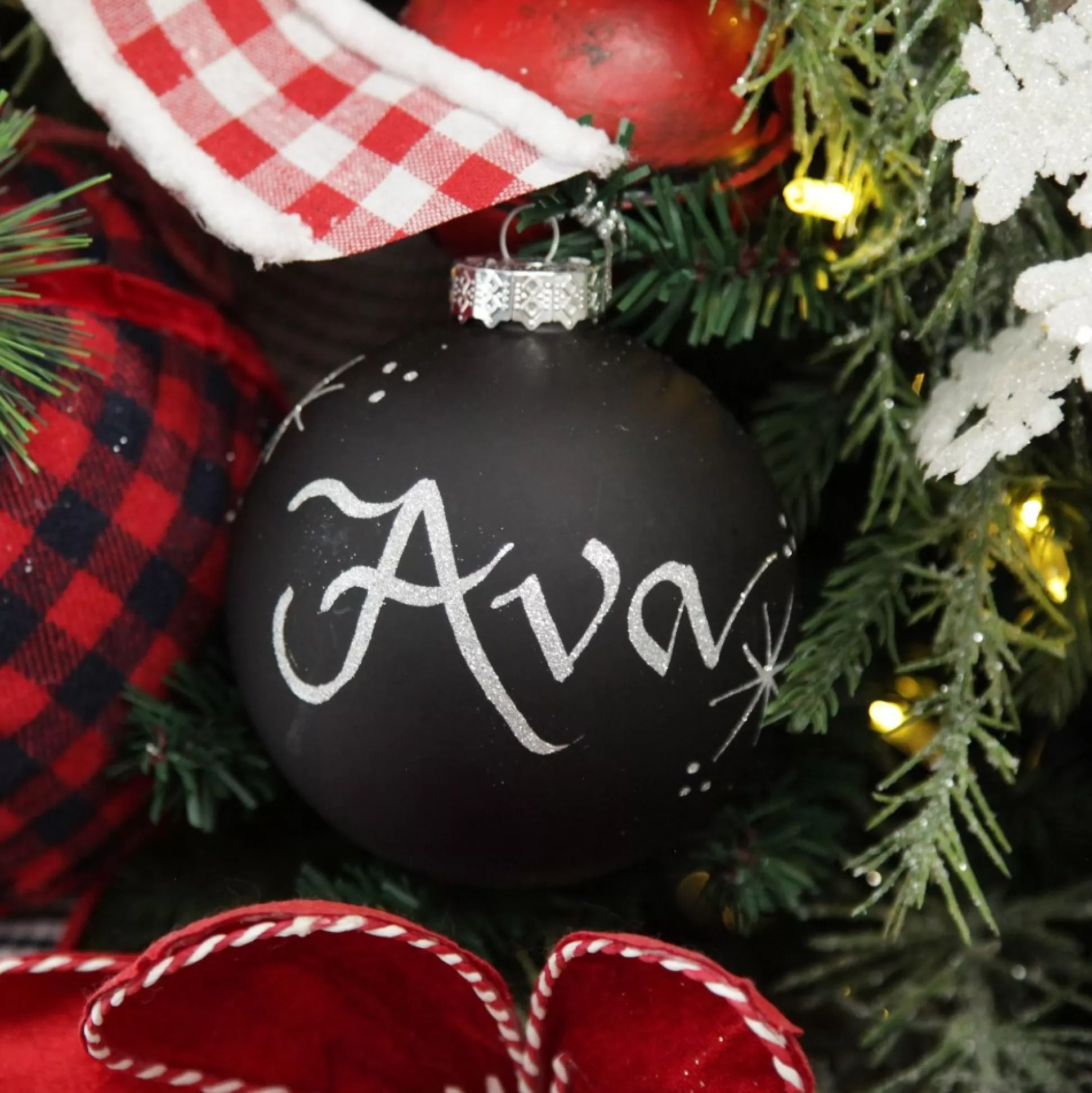 Black Glass Personalised Christmas Bauble Personalised Baubles |