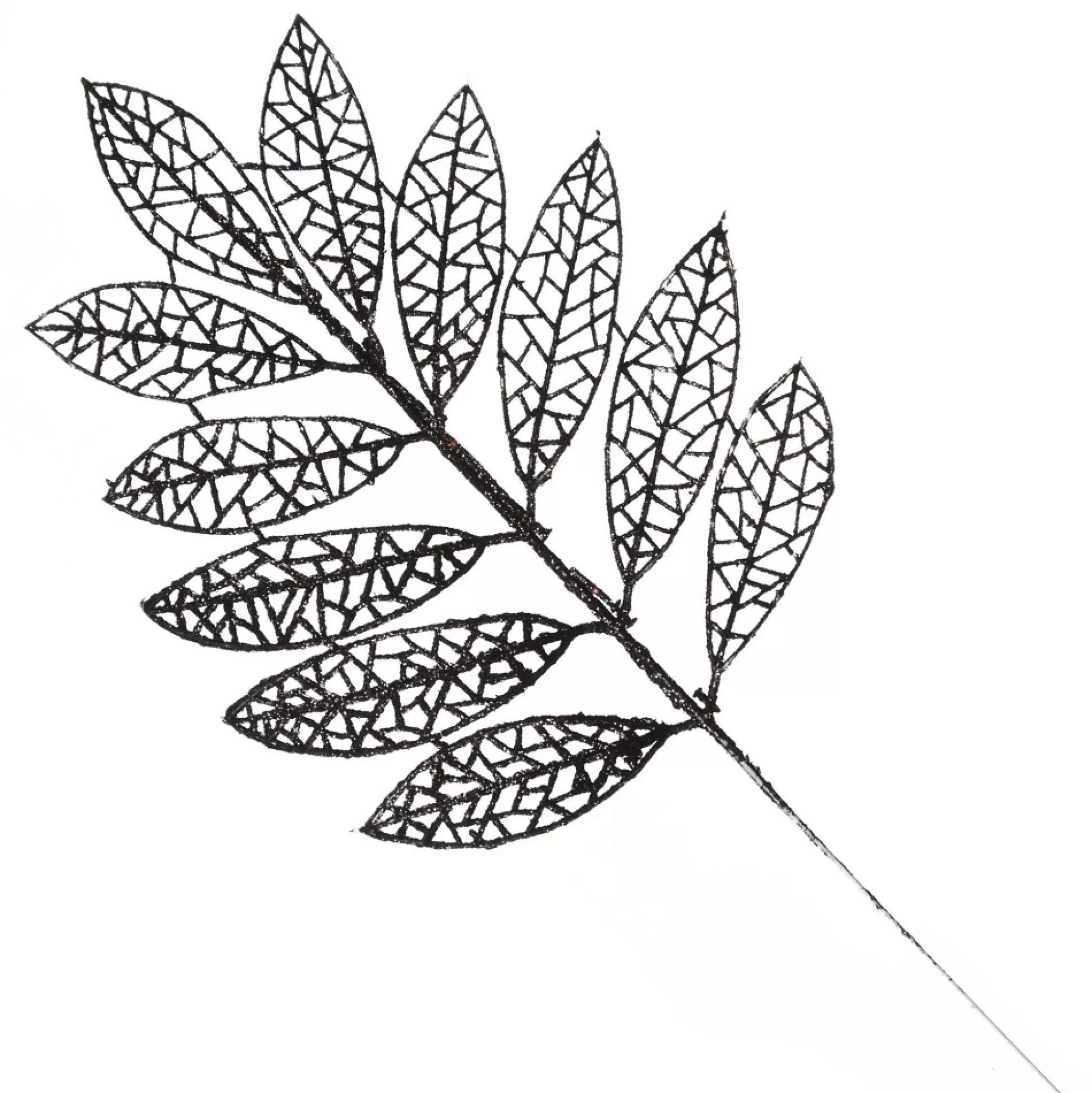 Black Glitter Mesh Leaf Pick - Set of 2 Christmas Pick |