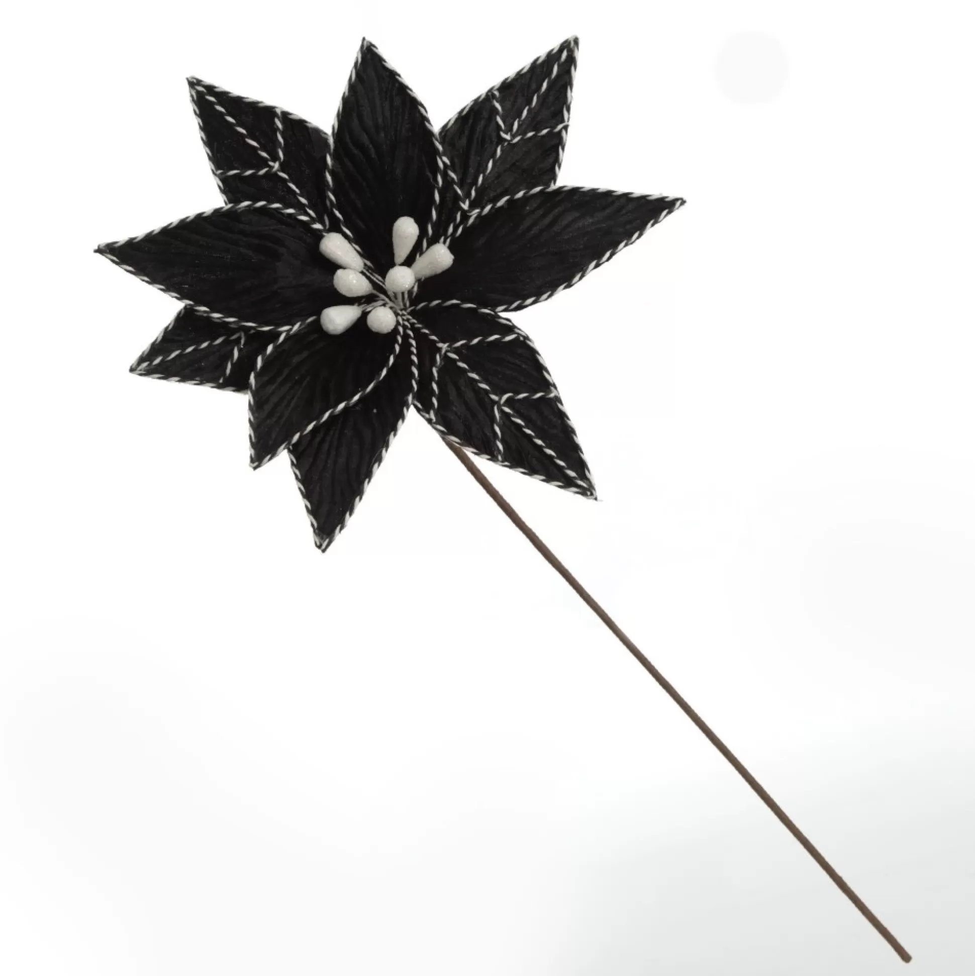 Black Poinsettia Flower Stem with Twine Trim Christmas Flowers |