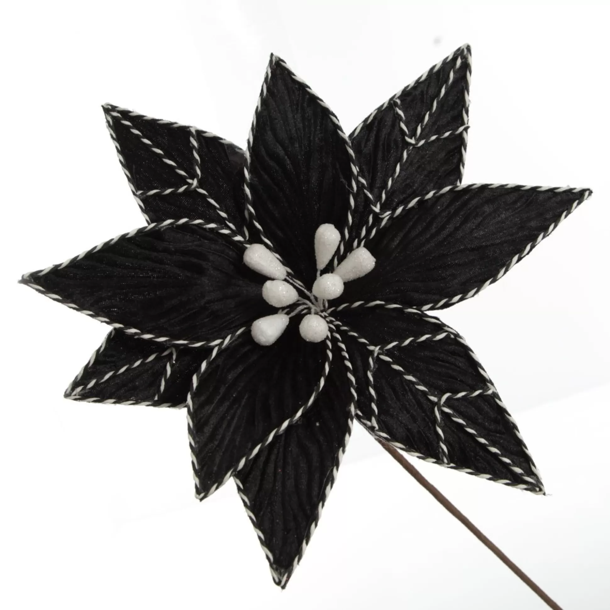 Black Poinsettia Flower Stem with Twine Trim Christmas Flowers |