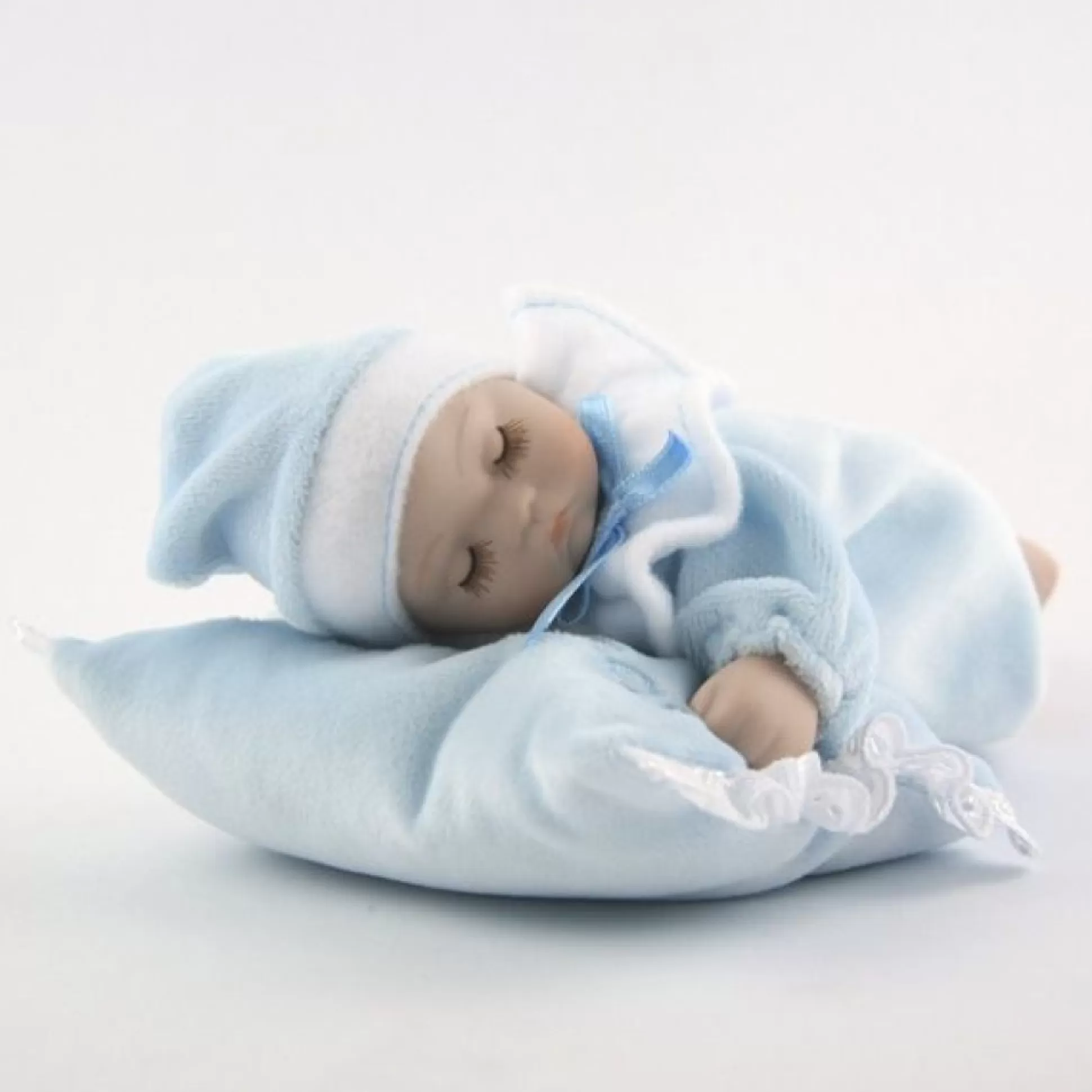 Blue Baby's 1st Christmas Musical Wind-Up Baby Sleeping on Pillow Babys First Christmas |