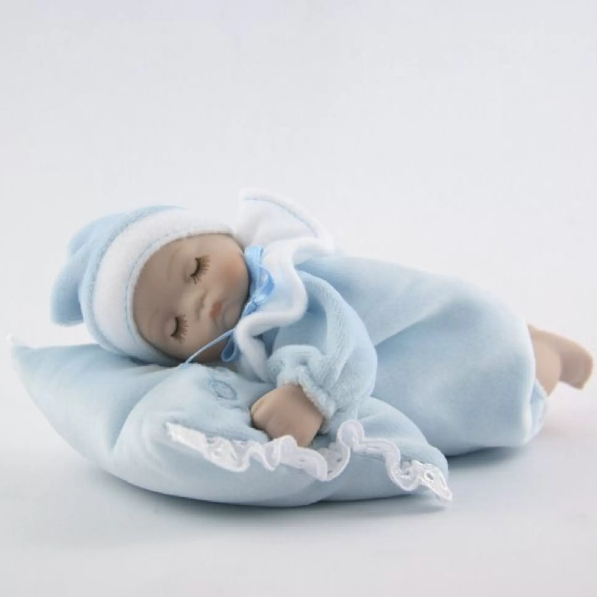 Blue Baby's 1st Christmas Musical Wind-Up Baby Sleeping on Pillow Babys First Christmas |