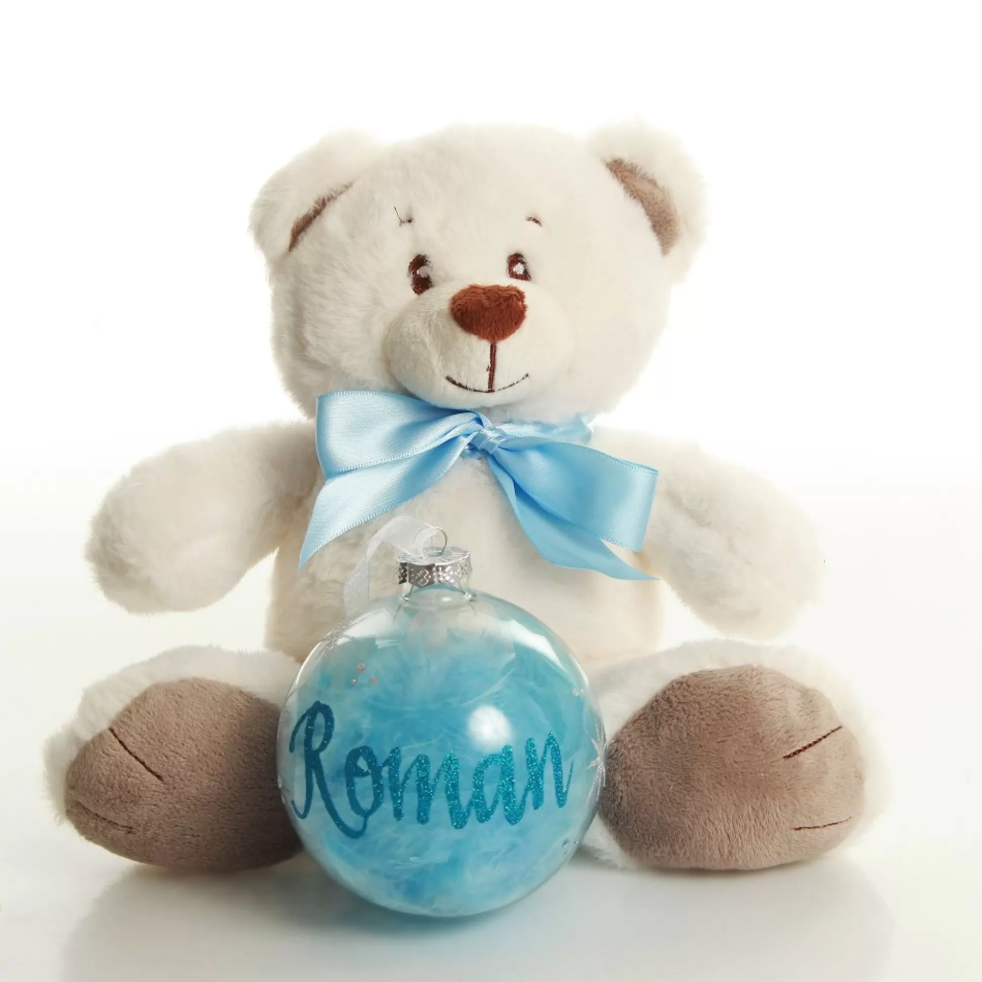 Blue Baby's First Christmas Teddy Gift Pack Glass Baubles |