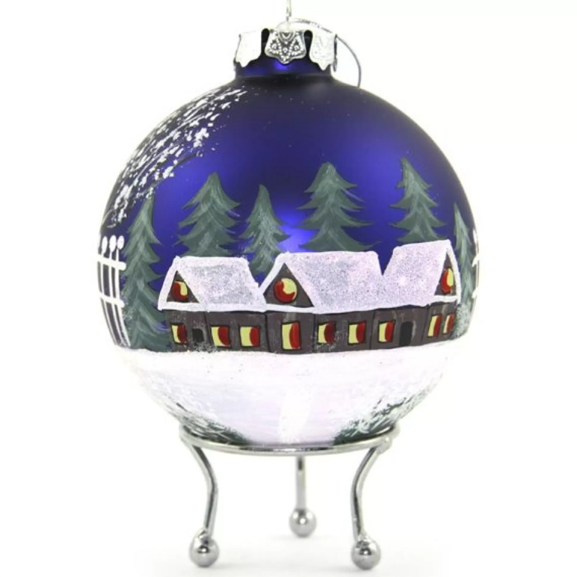 Blue Christmas Village Bauble Personalised Baubles |