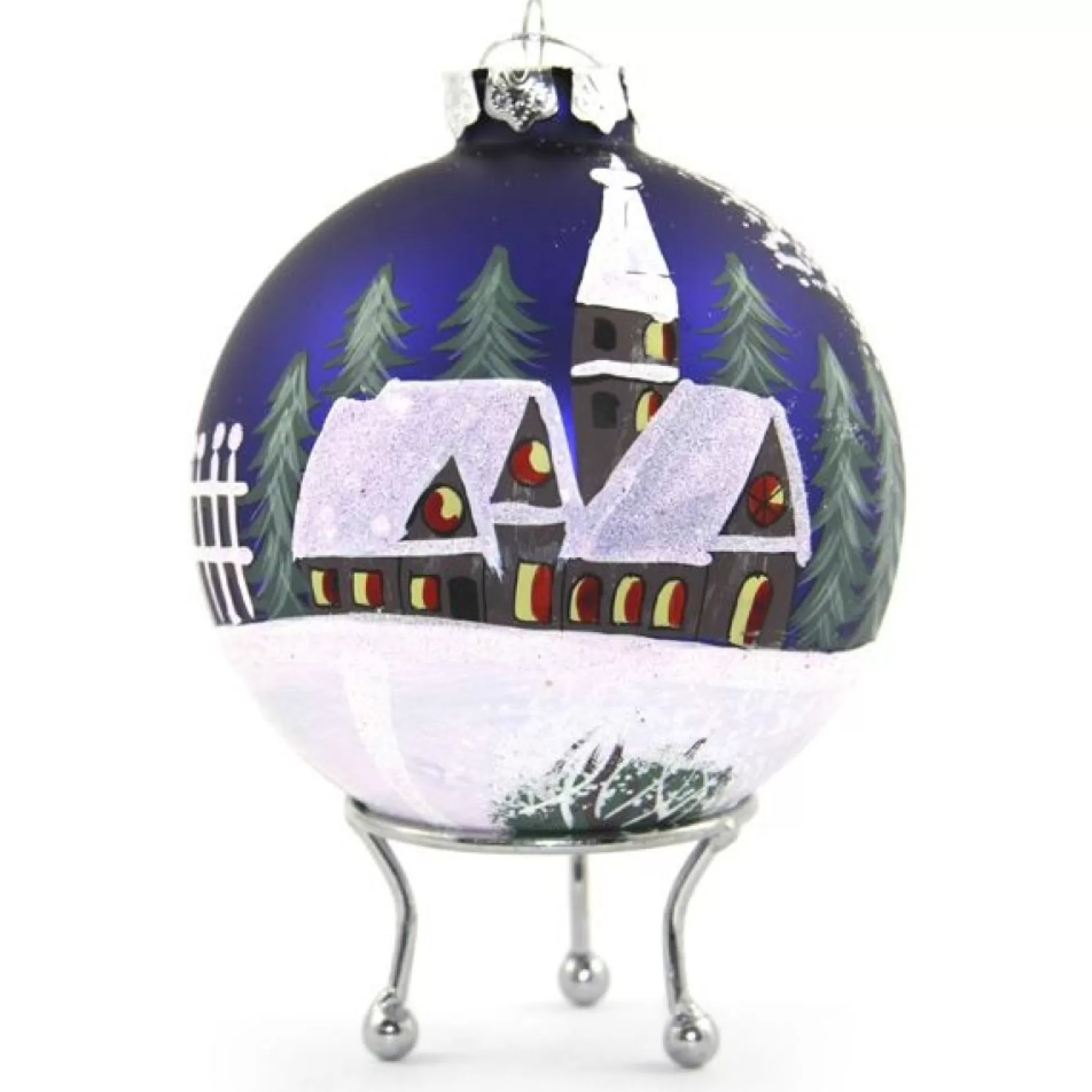 Blue Christmas Village Bauble Personalised Baubles |