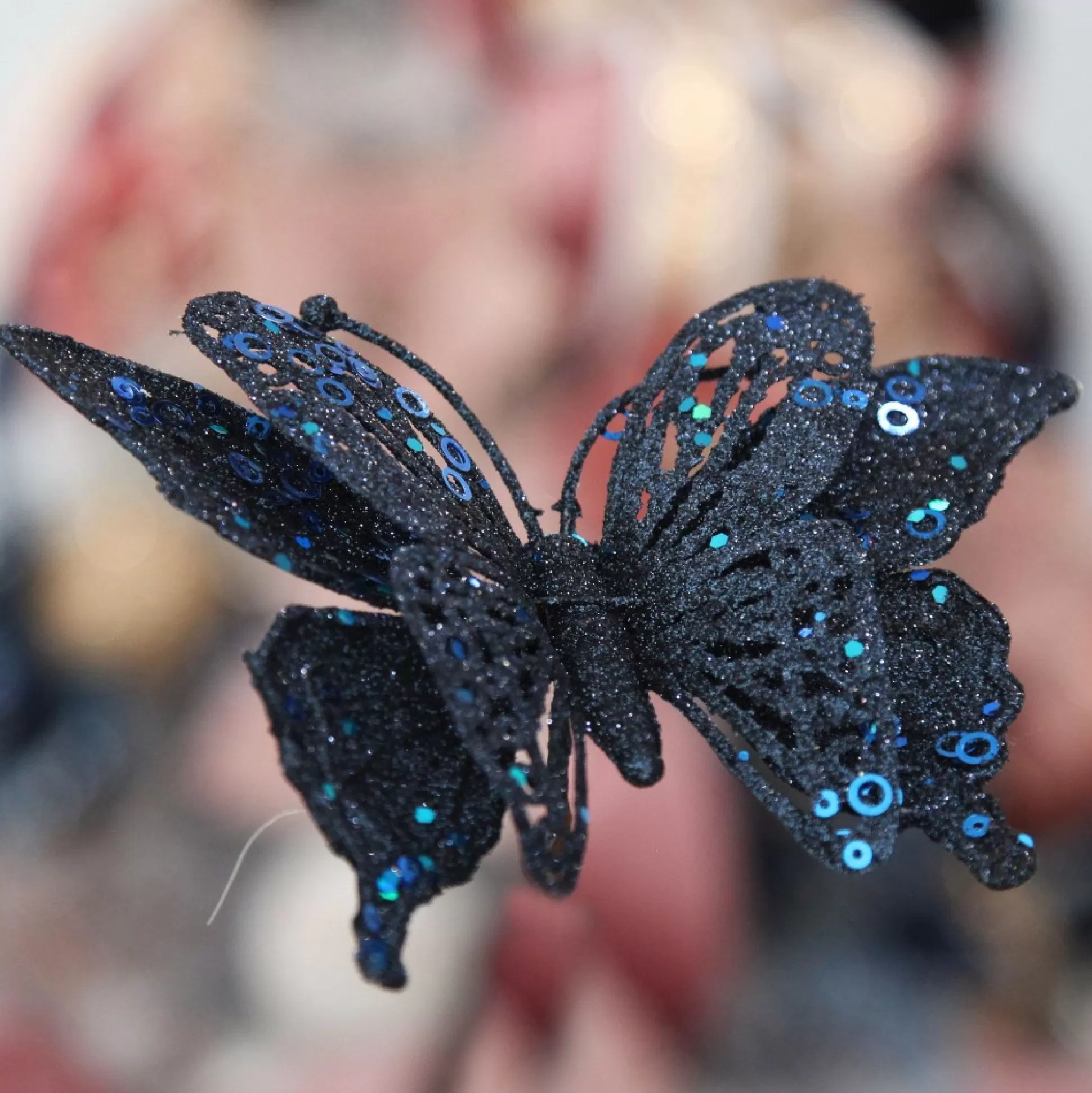 Blue Glitter and Sequin Butterfly Clip Butterflies And Birds |