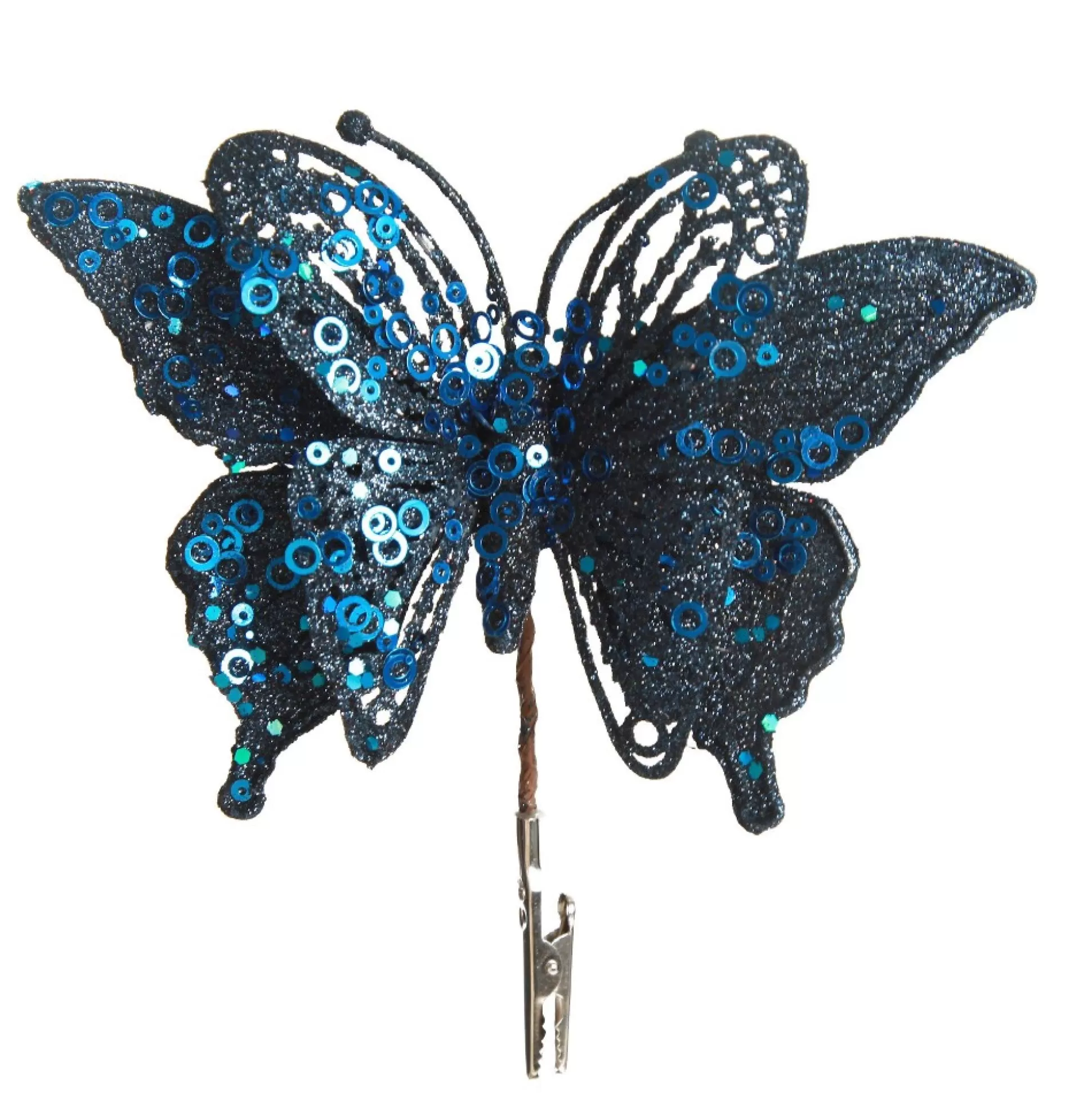 Blue Glitter and Sequin Butterfly Clip Butterflies And Birds |