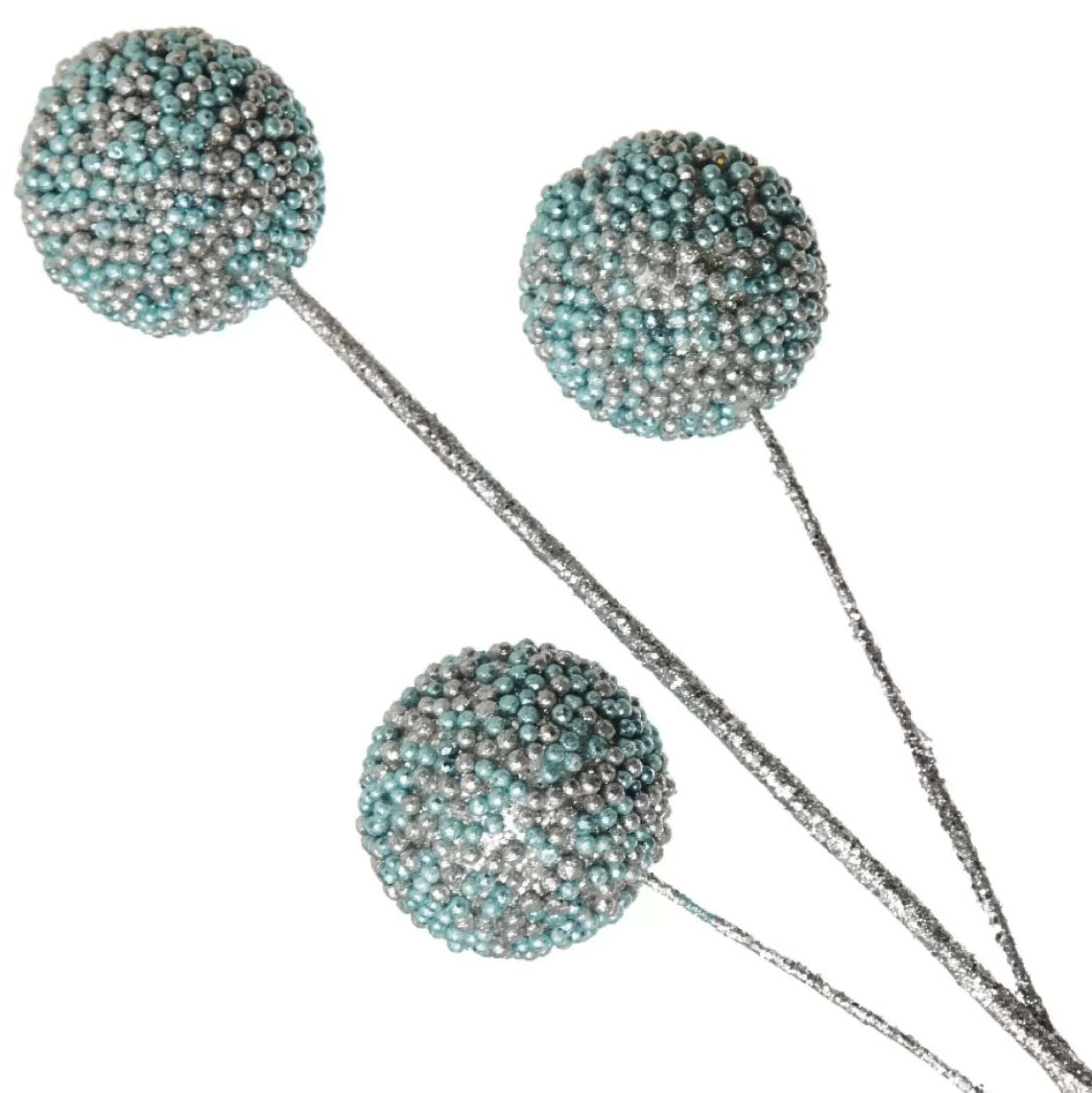 Blue Glitter Christmas Ball Trio Pick Christmas Tree Picks |