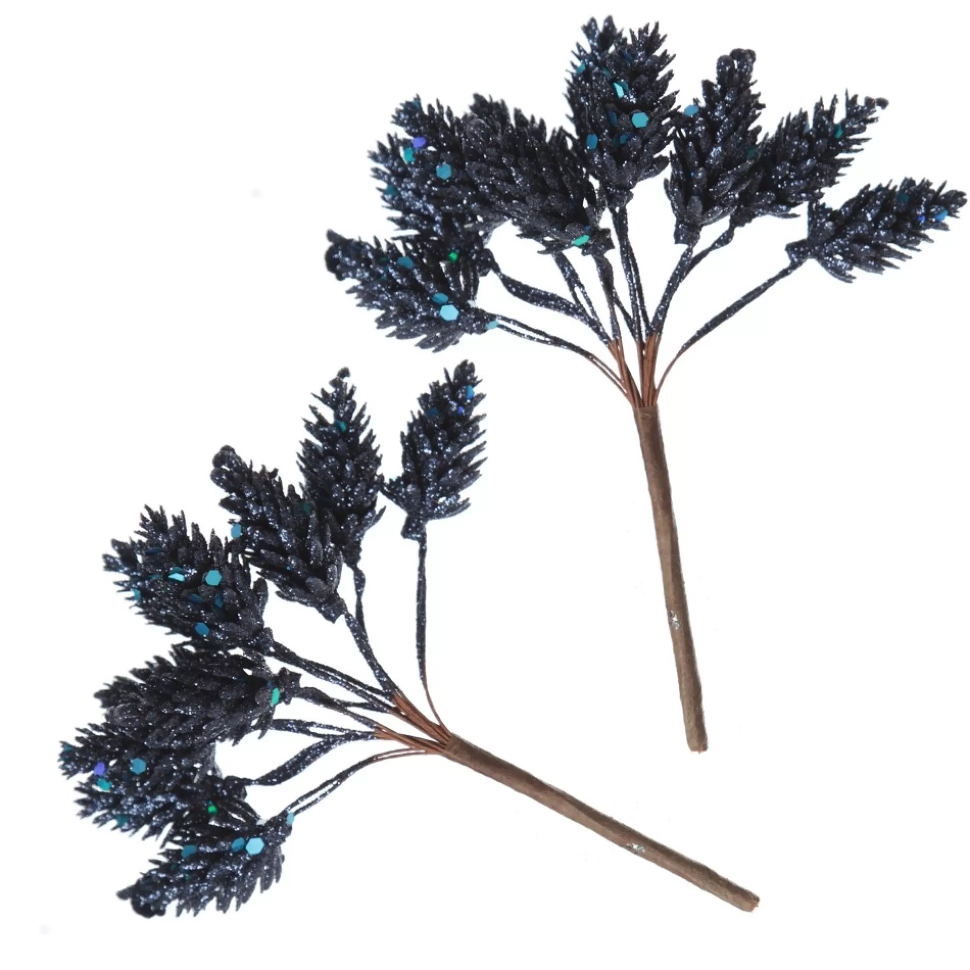 Blue Glitter Pinecone Clusters - Set of 2 Christmas Pick |