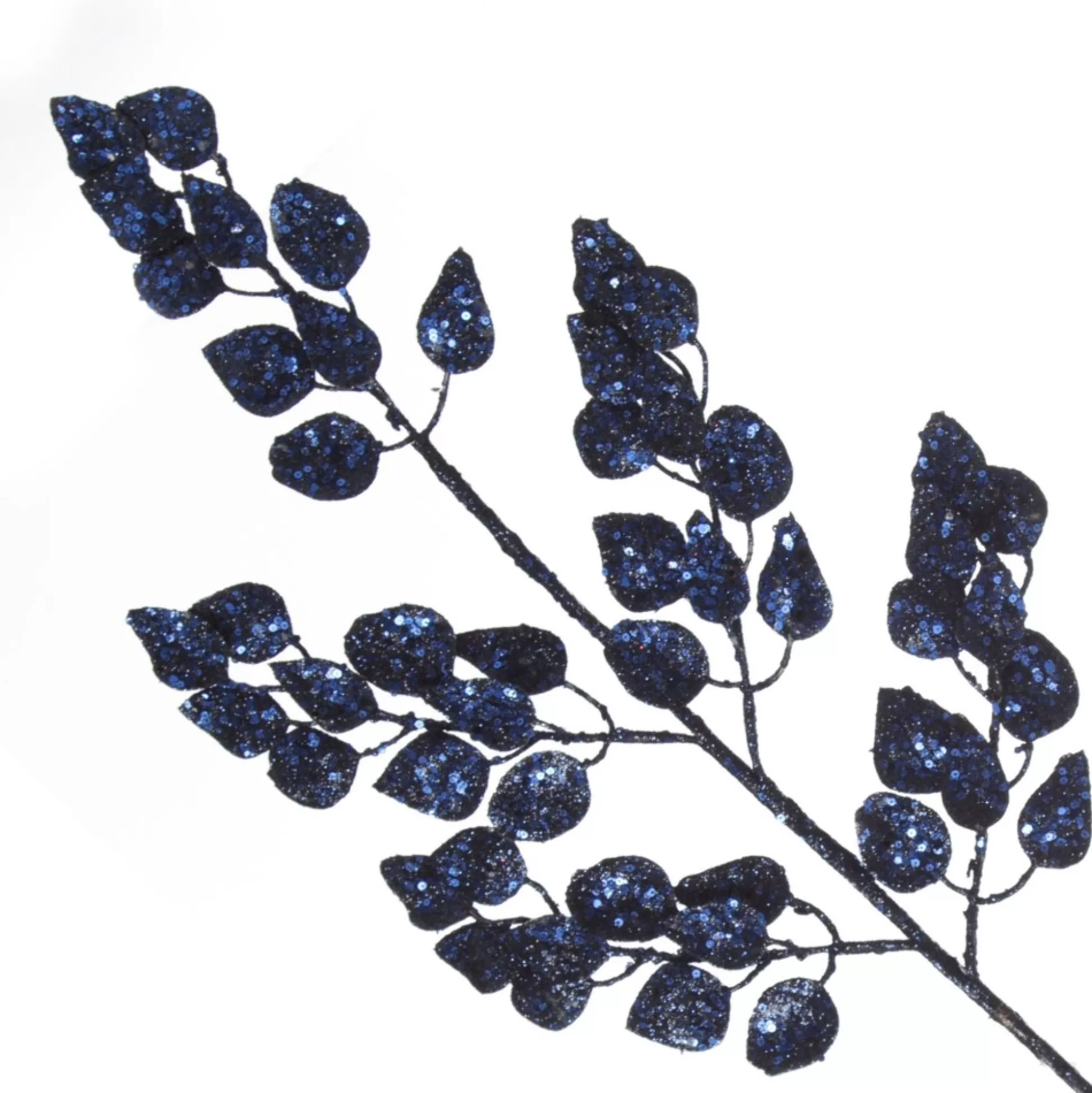 Blue Glitter Sequin Leaf Spray Christmas Sprays |