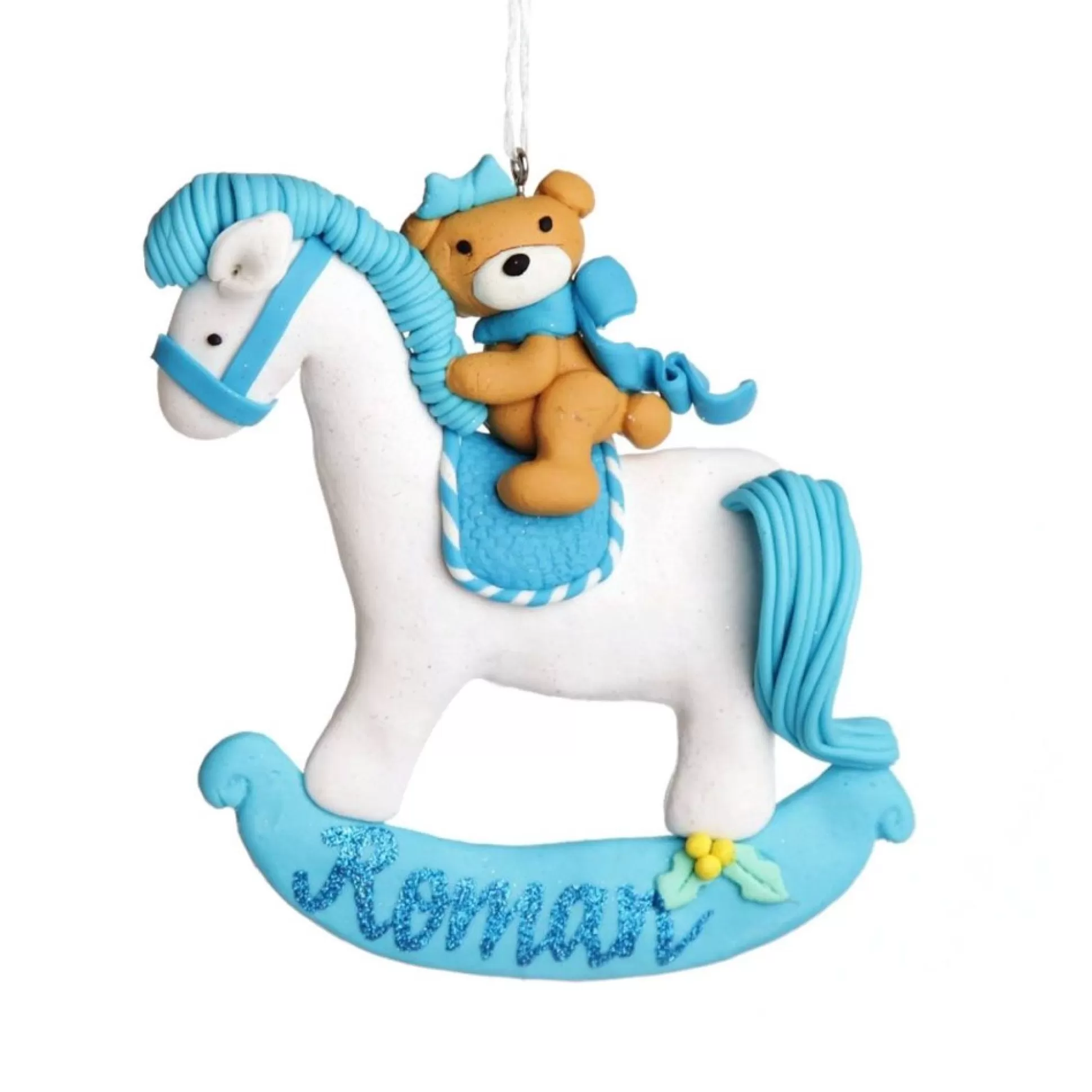 Blue Rocking Horse Decoration Personalised Decorations |