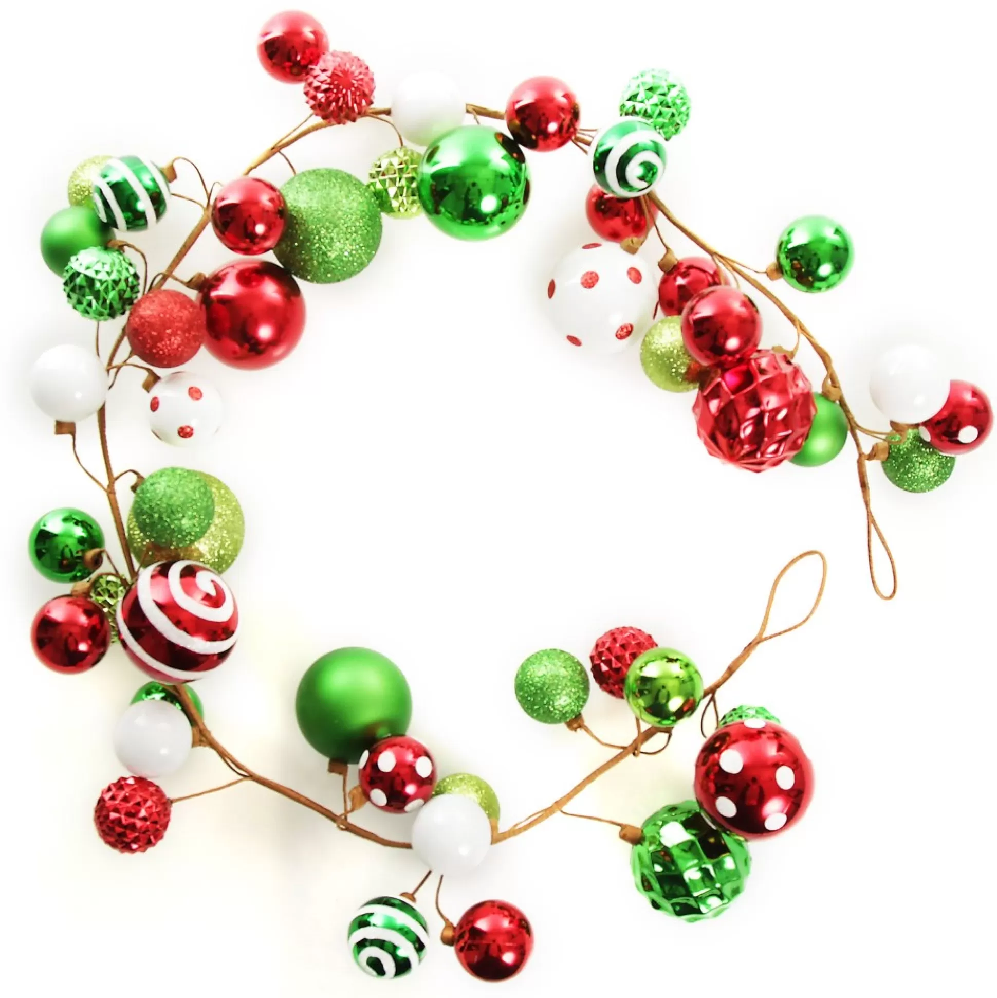 Bright Fun Red Green and White Bauble Christmas Garland Tree Garlands |