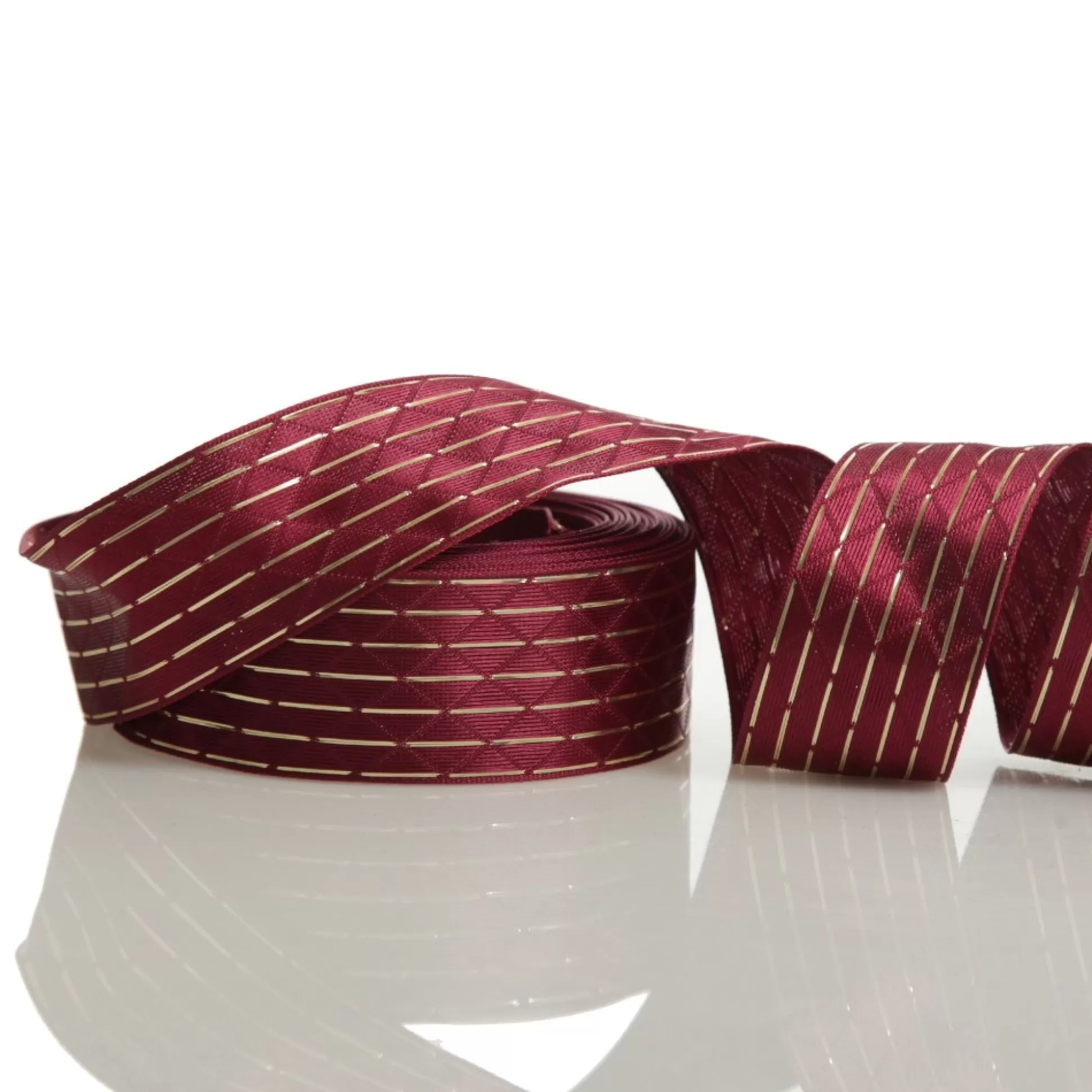 Burgundy Wired Christmas Ribbon with Gold Flecks - 3.8cm Ribbons |