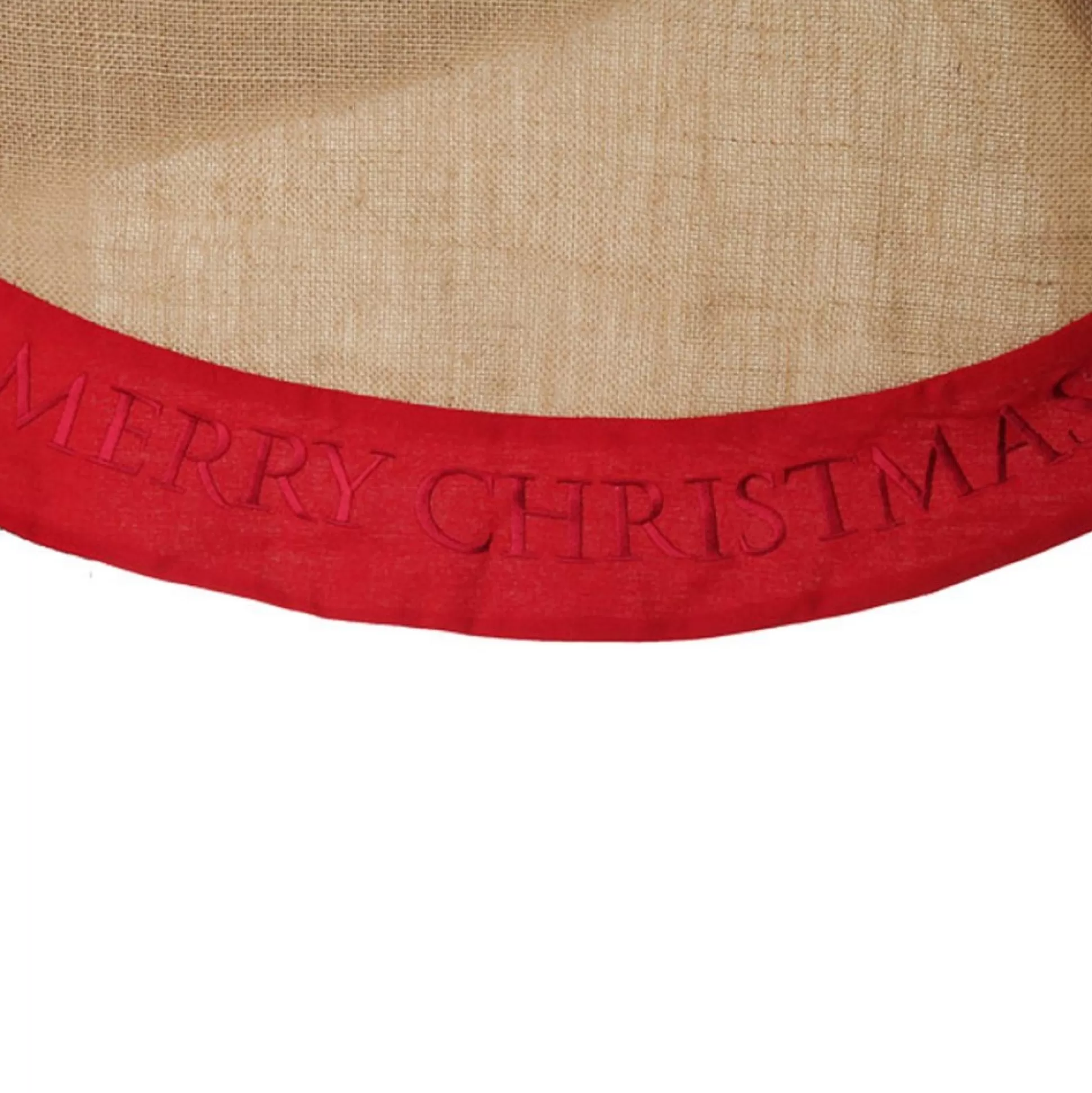 Burlap Merry Christmas Tree Skirt - Red Trim Christmas Tree Skirts |