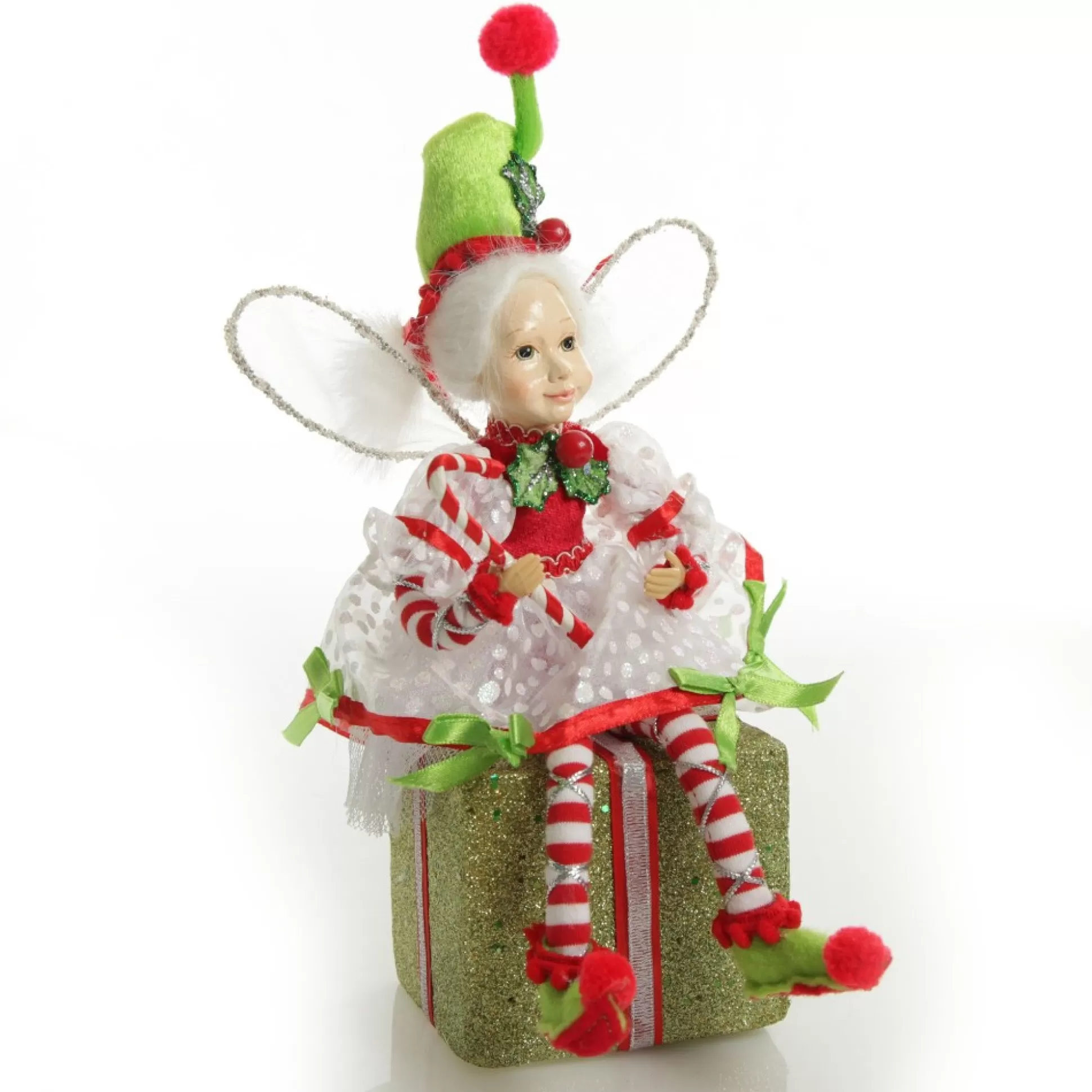 Candy Cane Christmas Fairy on Giftbox Christmas Elves And Fairies |