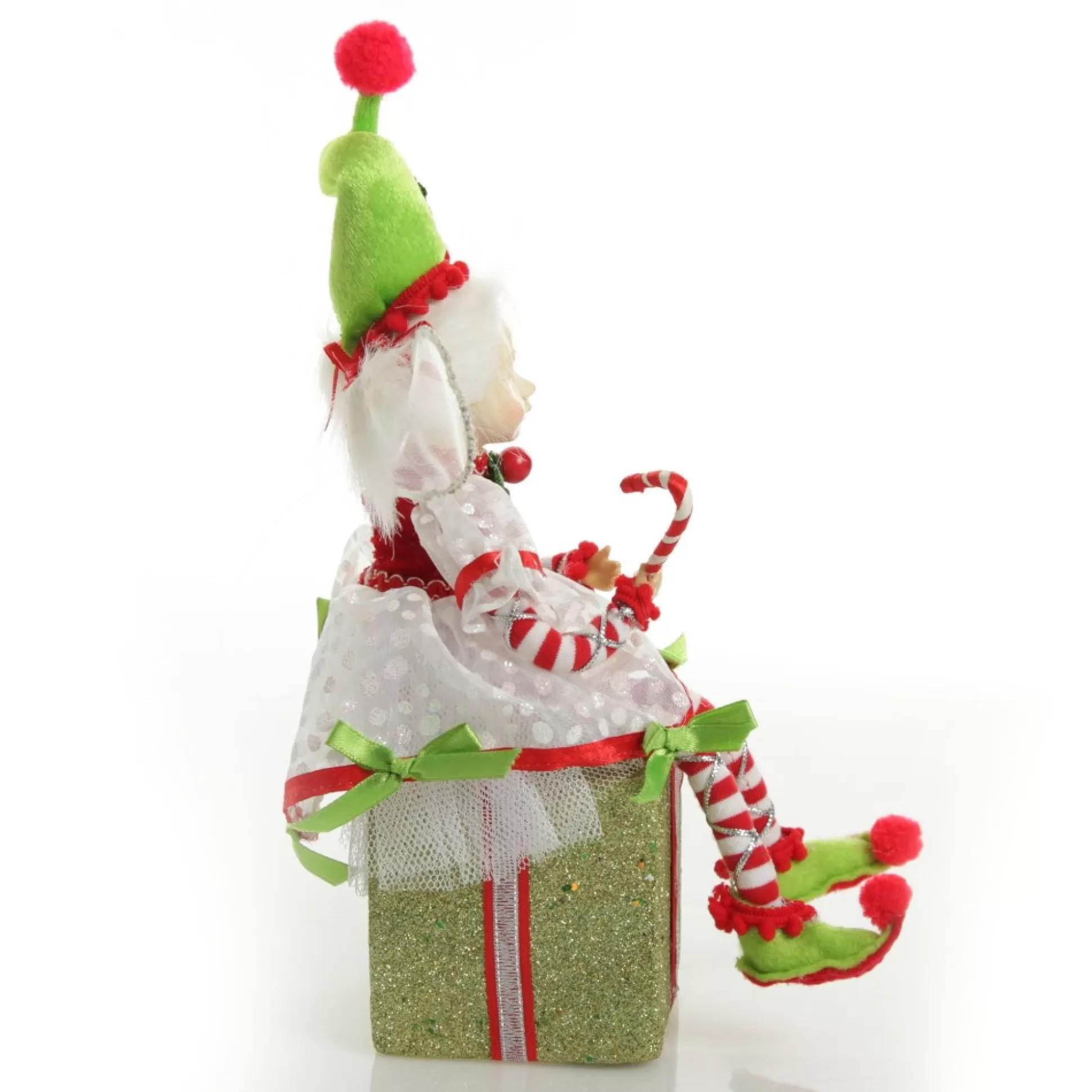 Candy Cane Christmas Fairy on Giftbox Christmas Elves And Fairies |