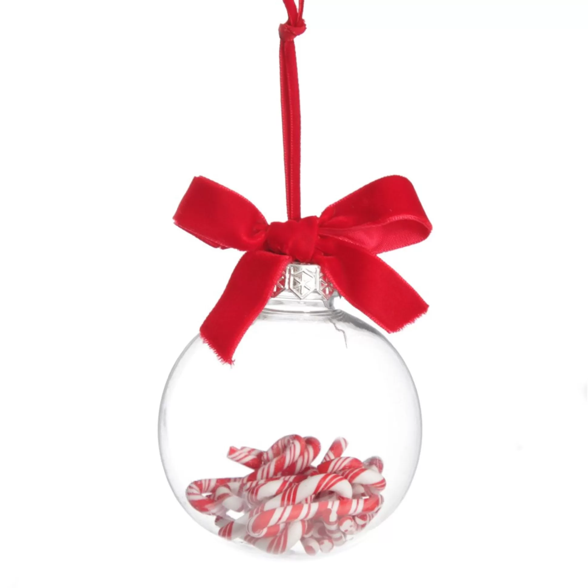 Candy Cane Filled Clear Shatterproof Bauble Decorative Christmas Baubles |