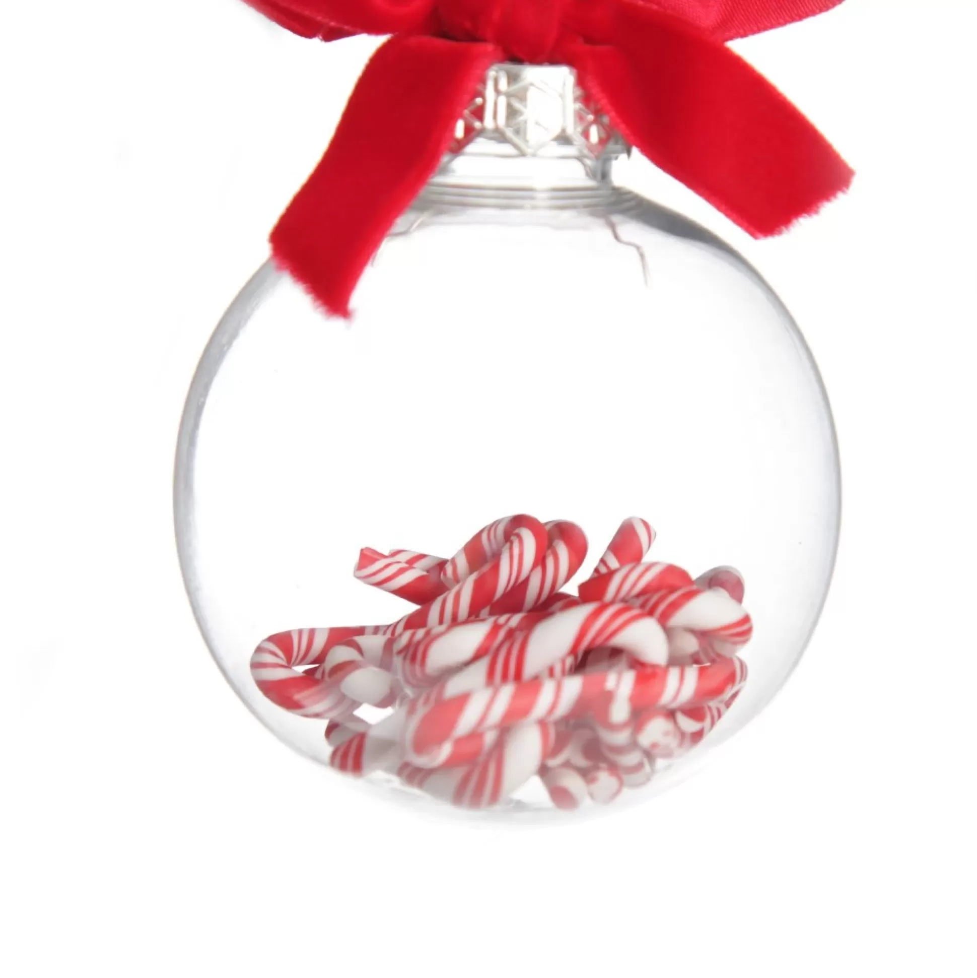 Candy Cane Filled Clear Shatterproof Bauble Decorative Christmas Baubles |