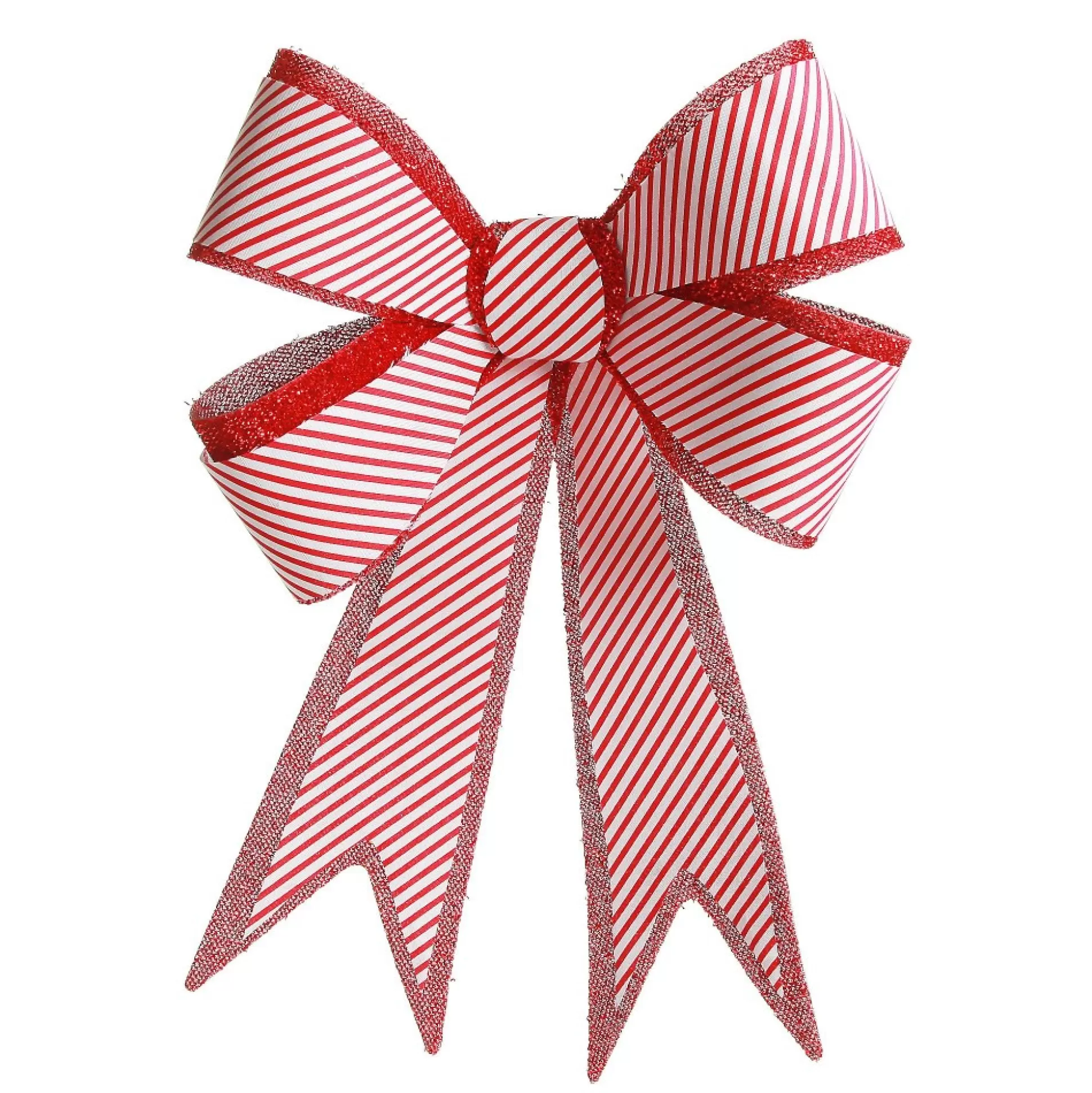 Candy Cane Stripe Christmas Bow with Glitter Edge Christmas Bells And Bows |