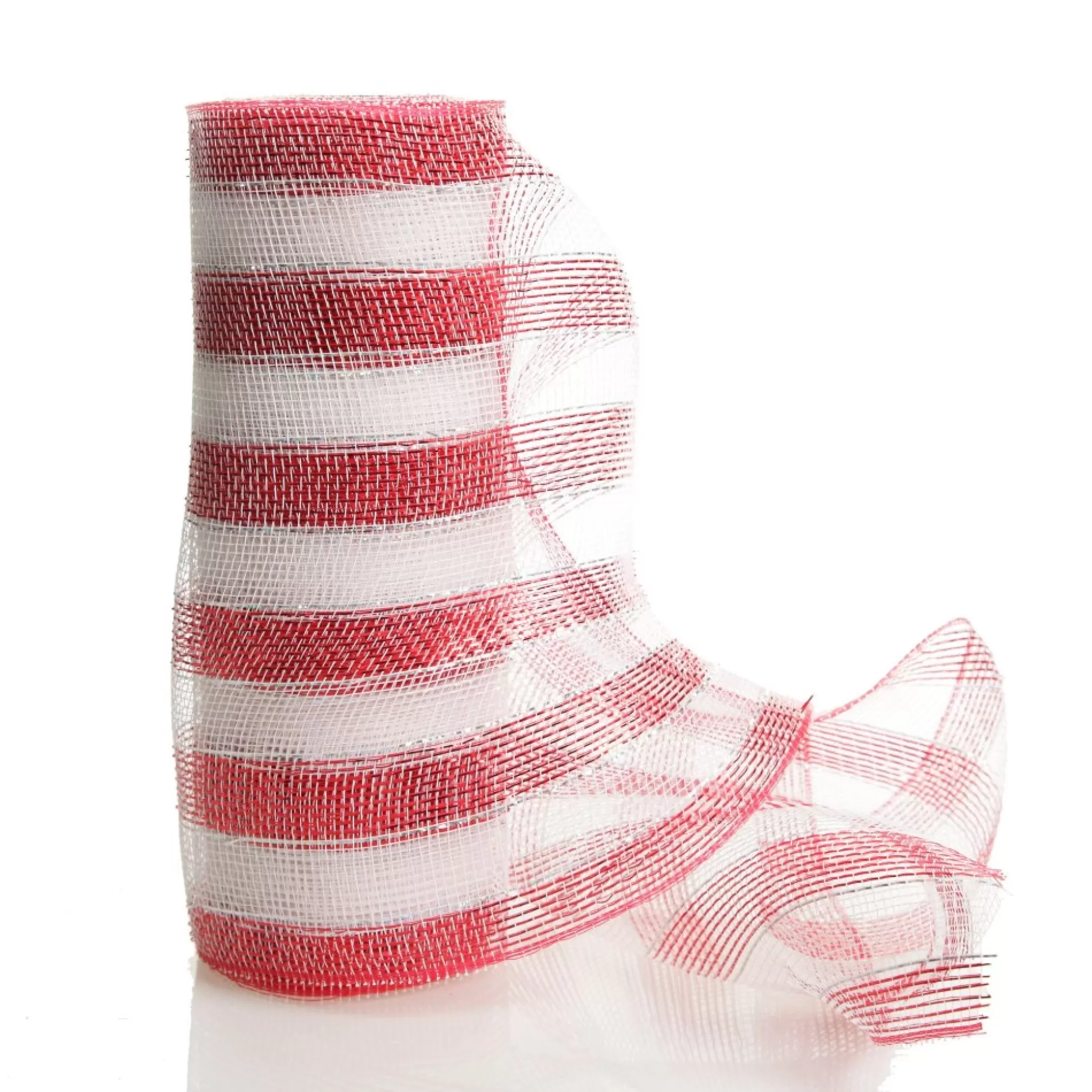 Candy Cane Stripe Metallic Thread Decomesh Roll Diy Wreaths |