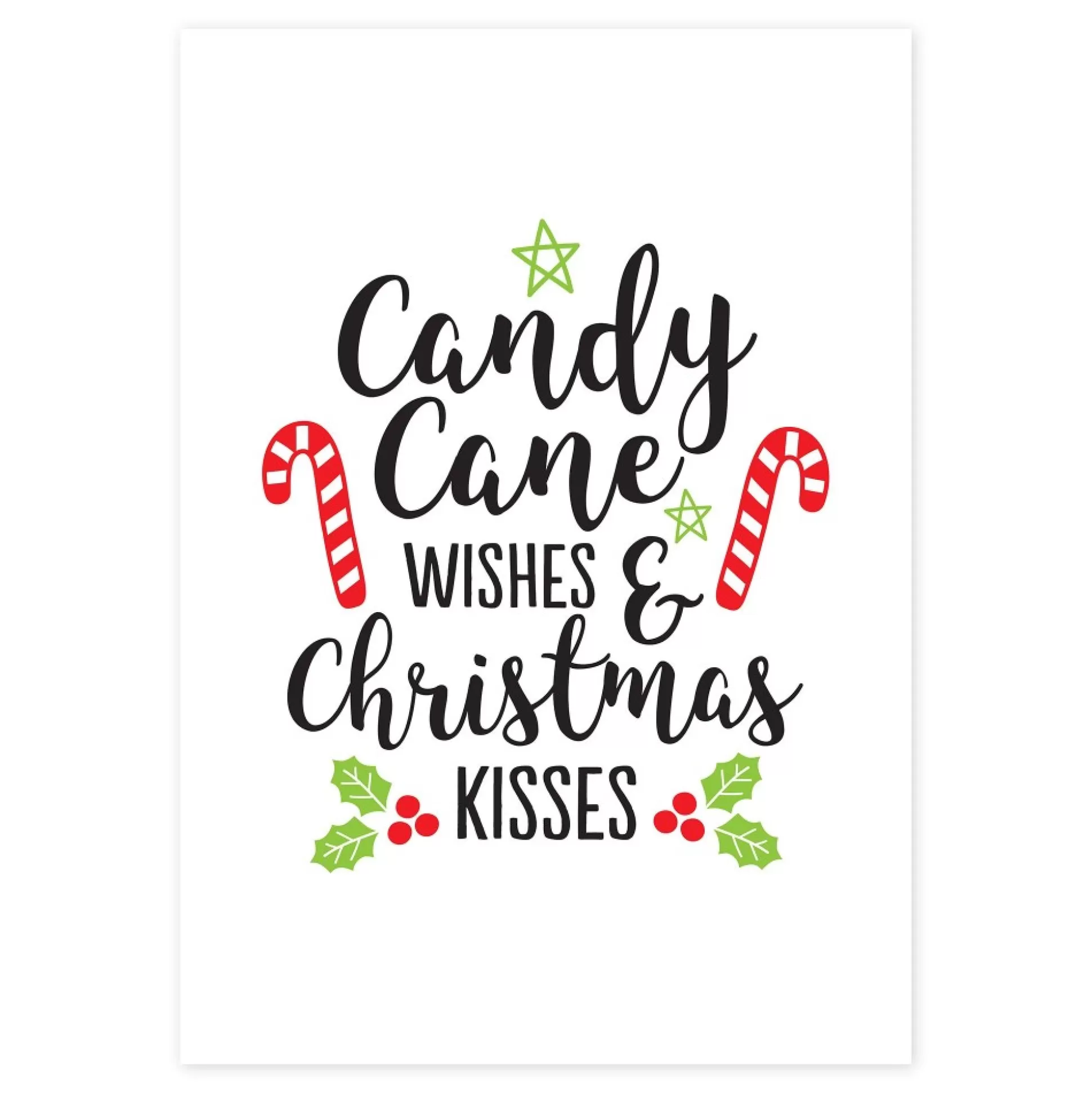 Candy Cane Wishes Poster Print Christmas Prints |