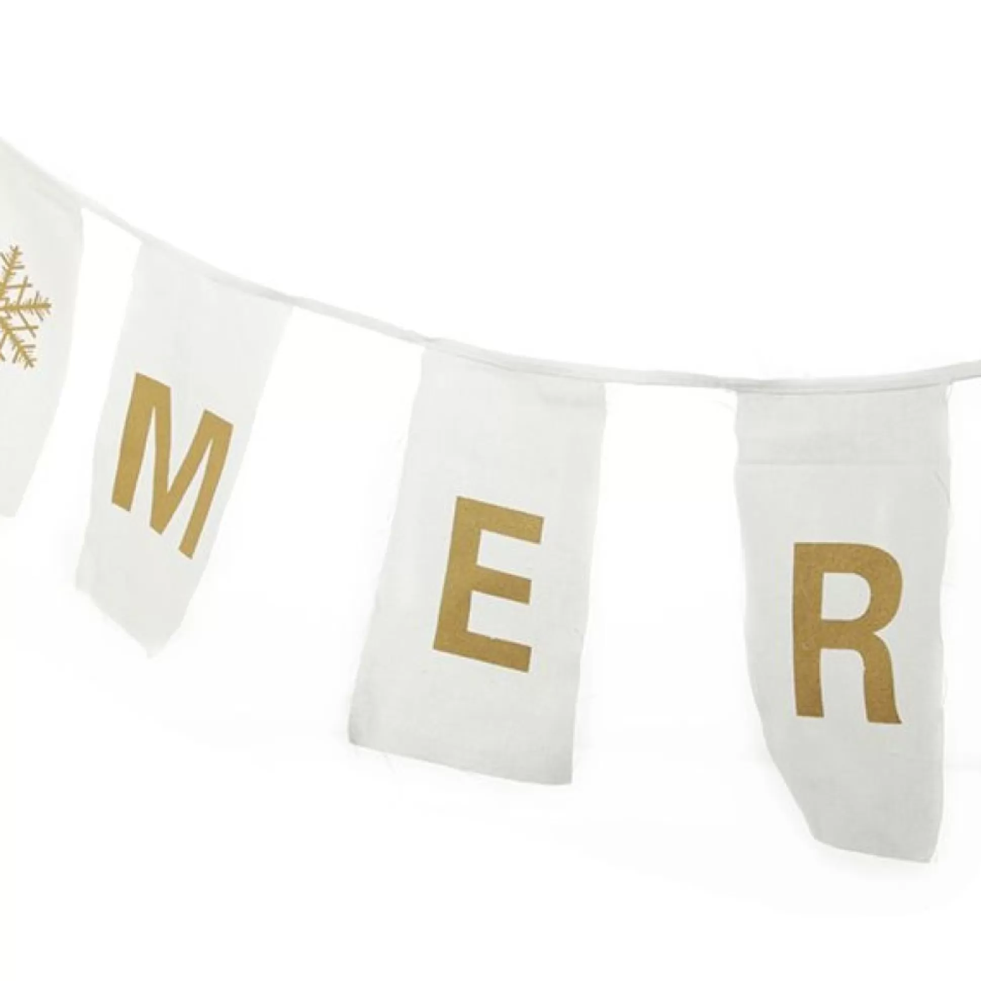 Canvas Gold Merry Christmas Printed Bunting Tree Garlands |