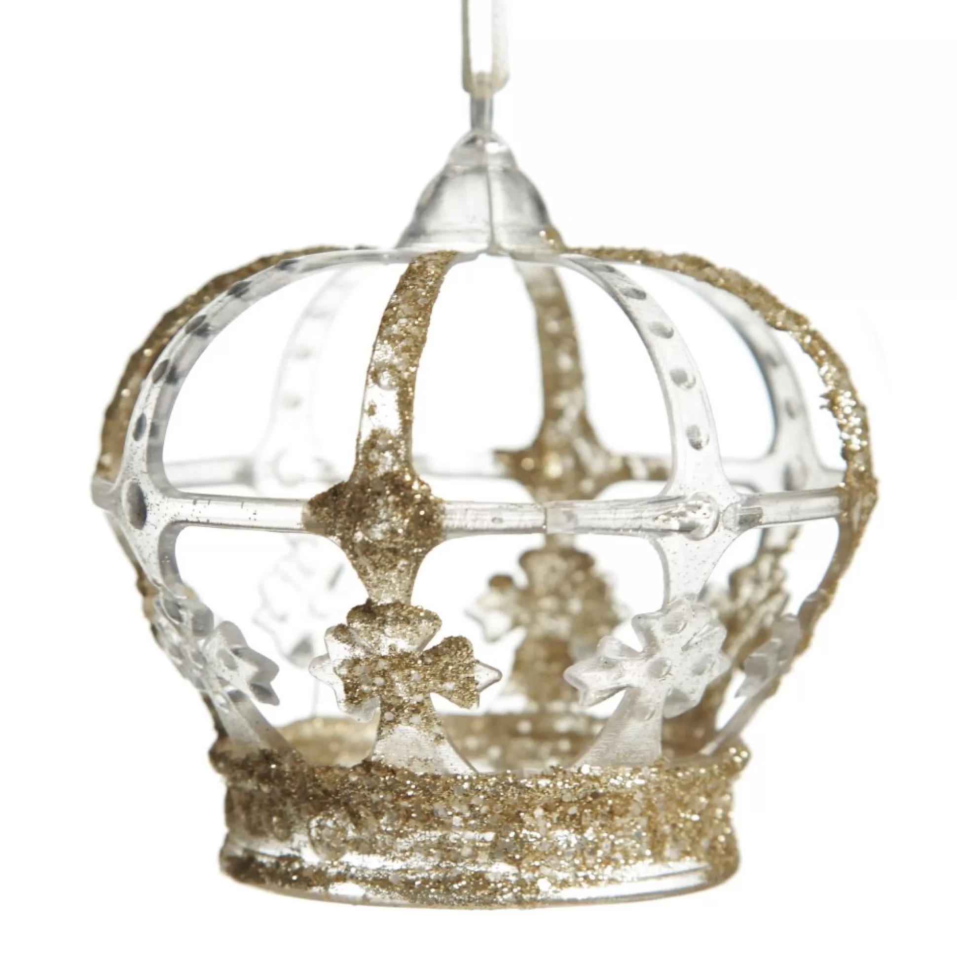 Champagne Glitter and Clear Crown Christmas Decoration Christmas Tree Decorations |