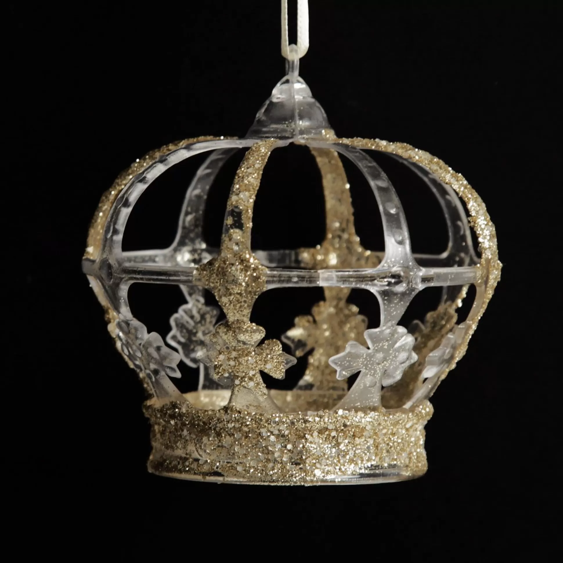 Champagne Glitter and Clear Crown Christmas Decoration Christmas Tree Decorations |