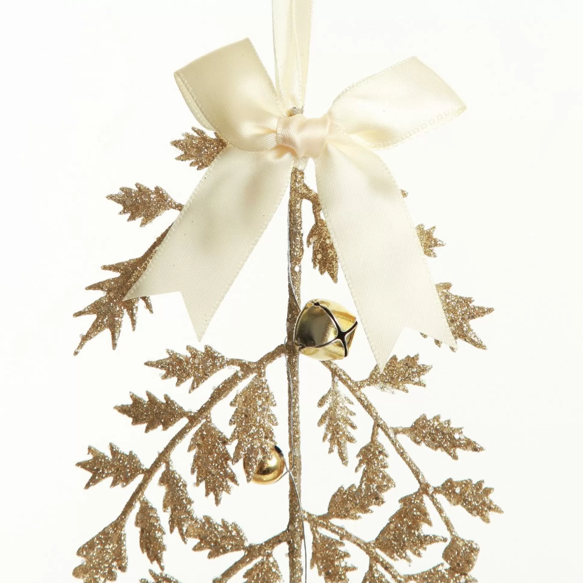 Champagne Glitter Fern Tree Decoration with Mini Bells Christmas Tree Decorations |