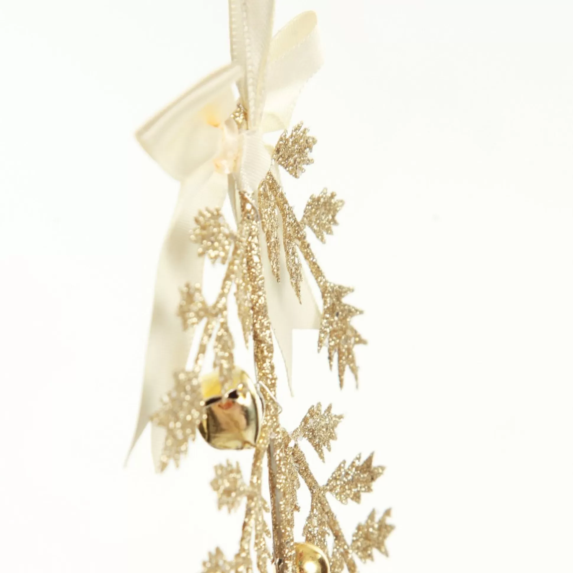 Champagne Glitter Fern Tree Decoration with Mini Bells Christmas Tree Decorations |