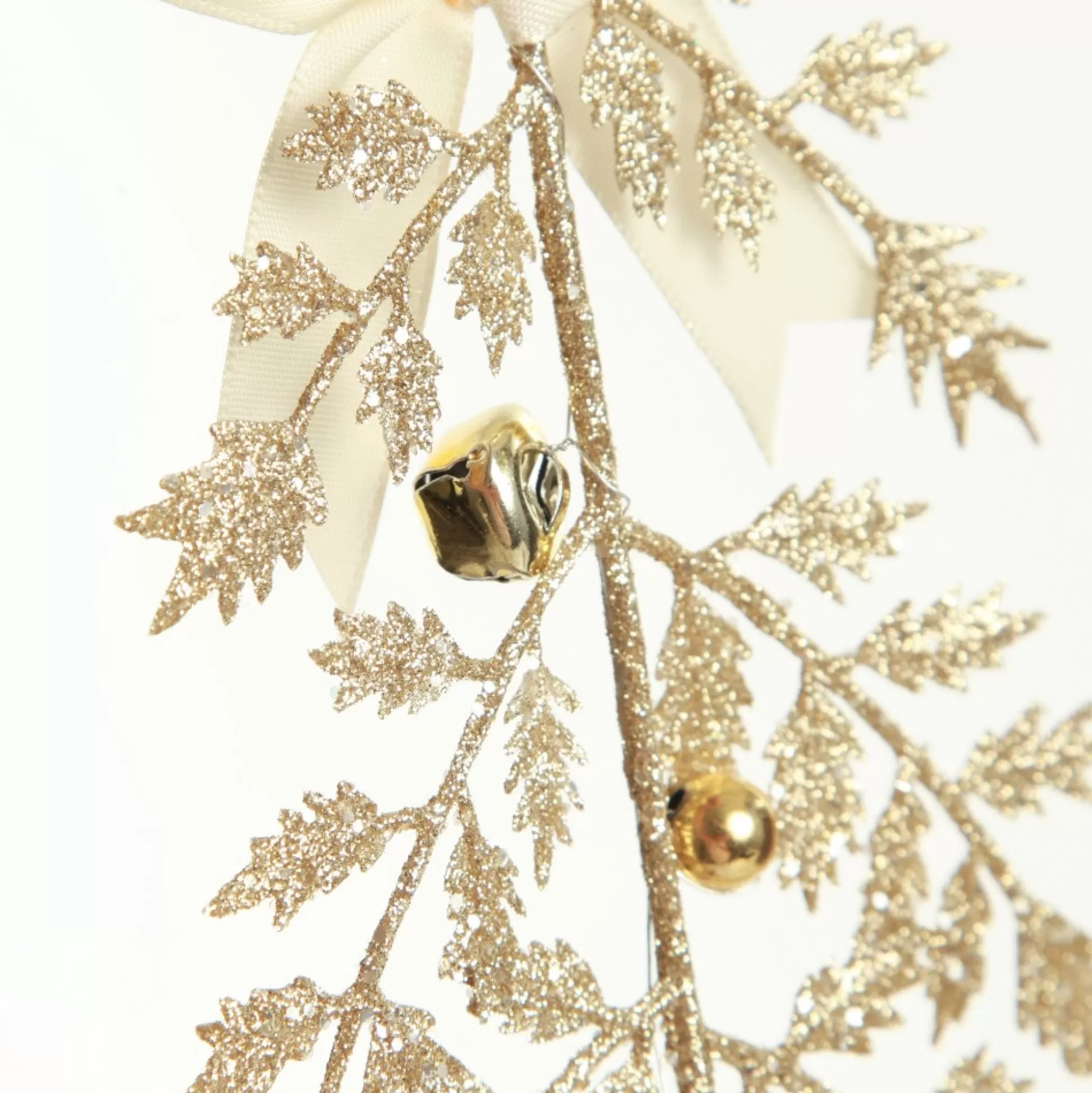 Champagne Glitter Fern Tree Decoration with Mini Bells Christmas Tree Decorations |