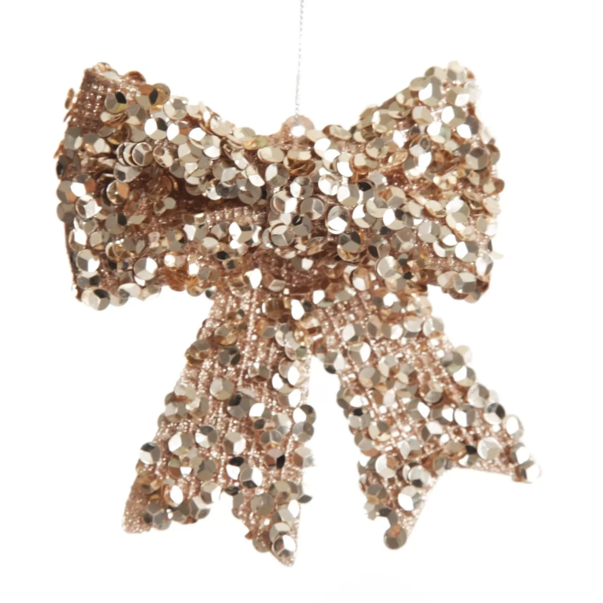 Champagne Glitter Sequin Bow Christmas Bells And Bows |