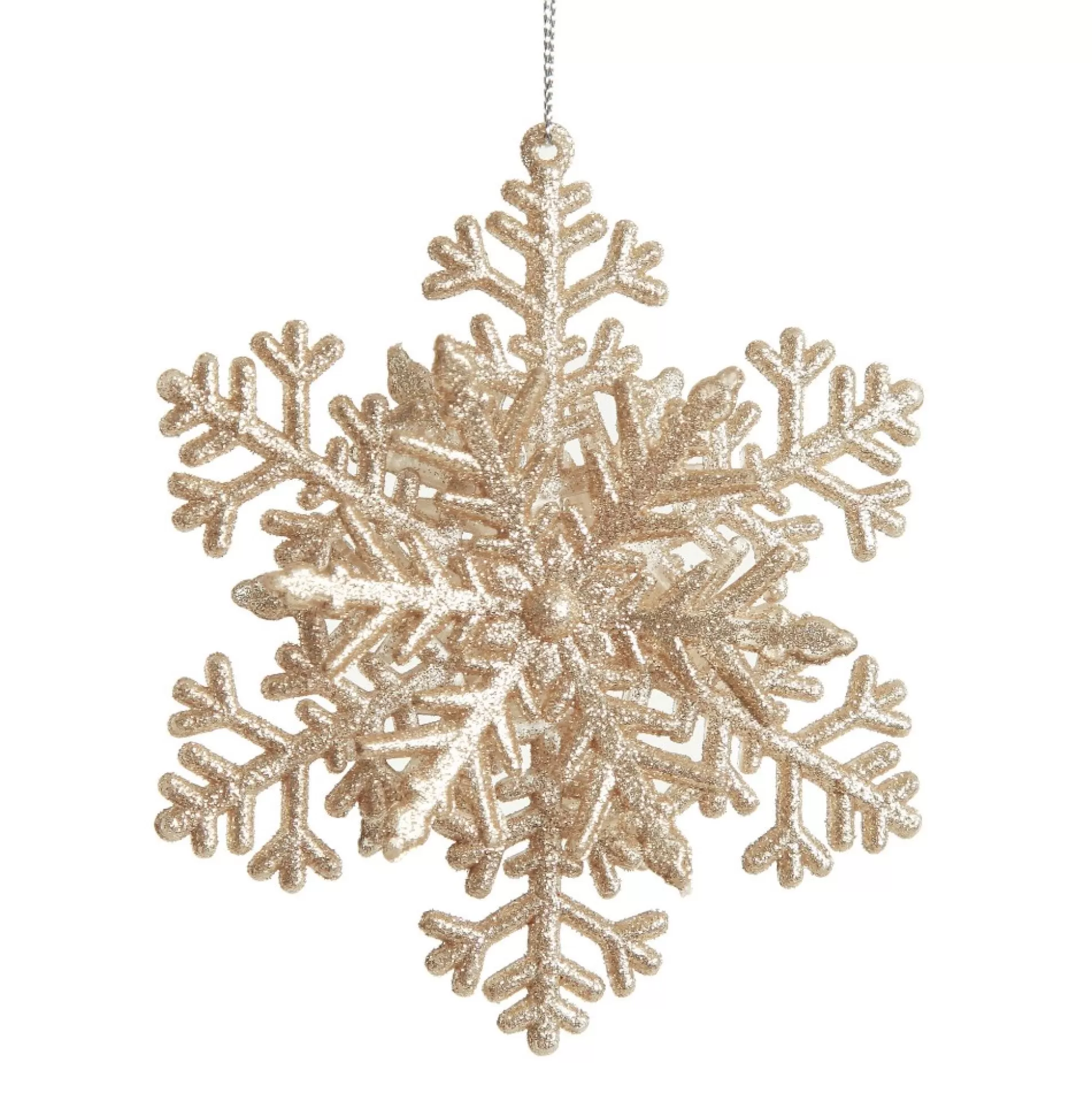 Champagne Glitter Snowflake Christmas Tree Decoration Snowflakes And Stars |