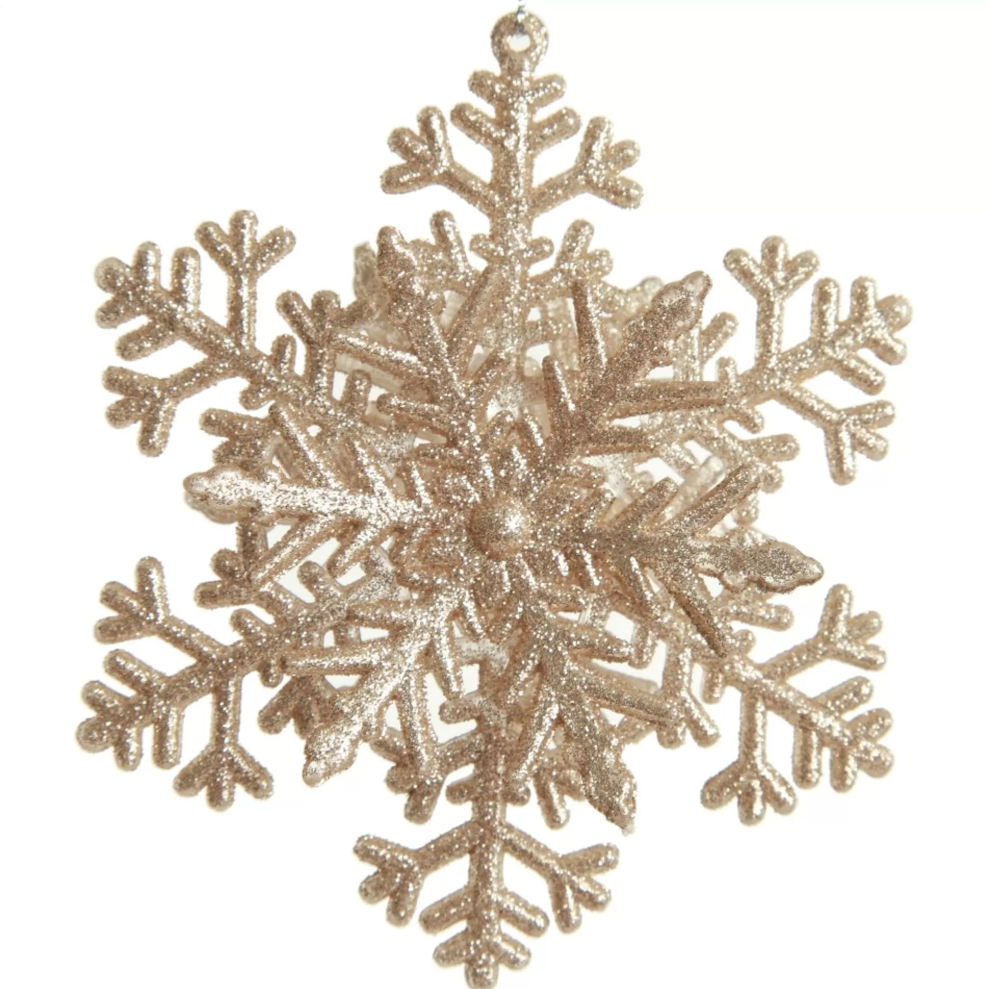 Champagne Glitter Snowflake Christmas Tree Decoration Snowflakes And Stars |