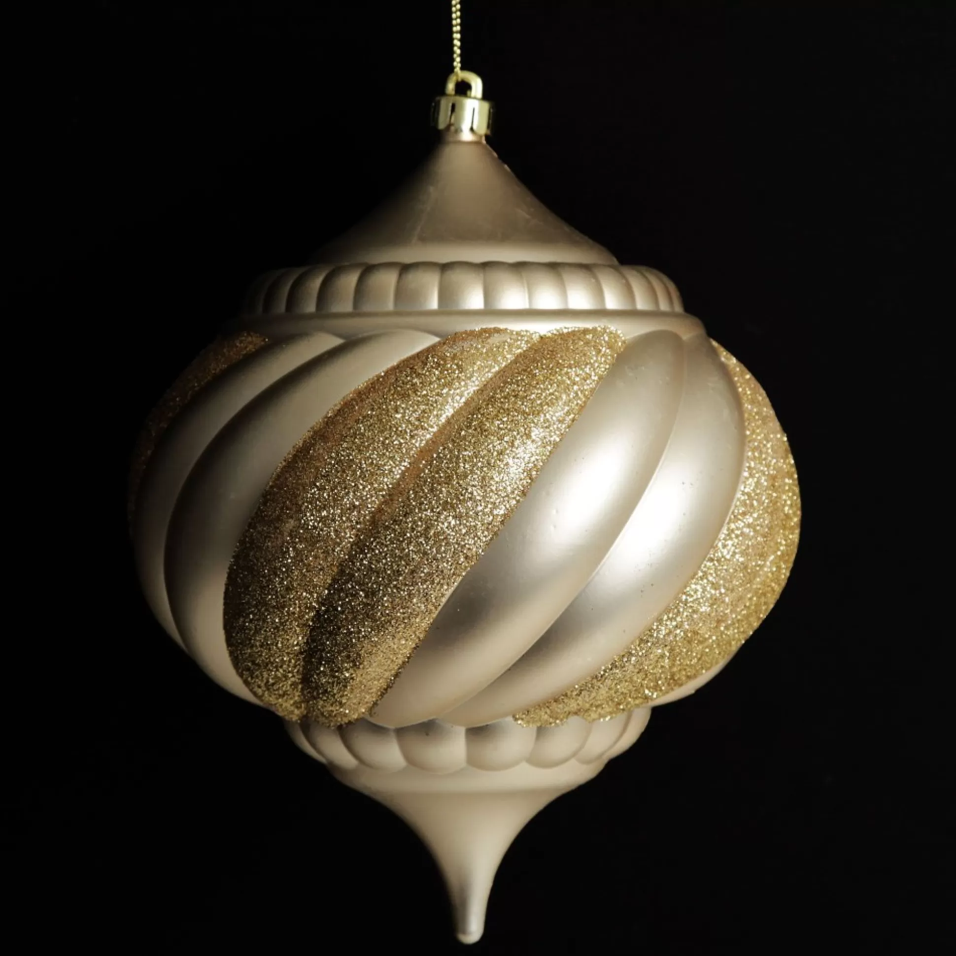 Champagne Glitter Swirl Christmas Onion Bauble Finials And Drops |