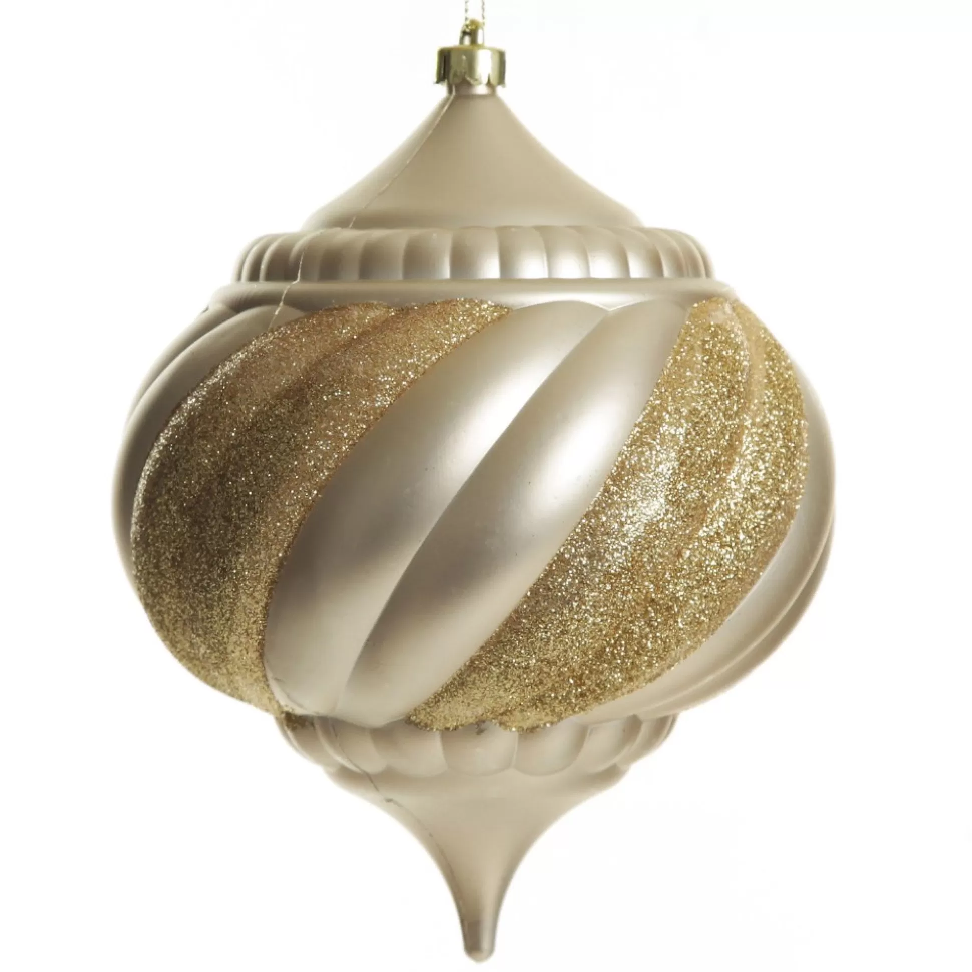 Champagne Glitter Swirl Christmas Onion Bauble Finials And Drops |